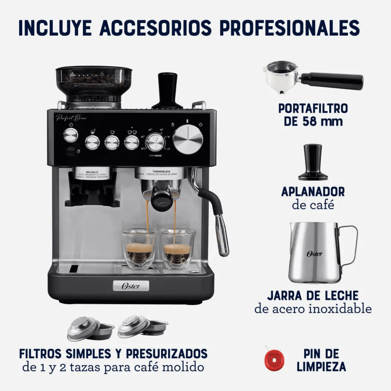 Cafetera Oster Nueva Perfect Brew con Molinillo 2208823 Oster New Horizons Chile New Horizons NHT.cl