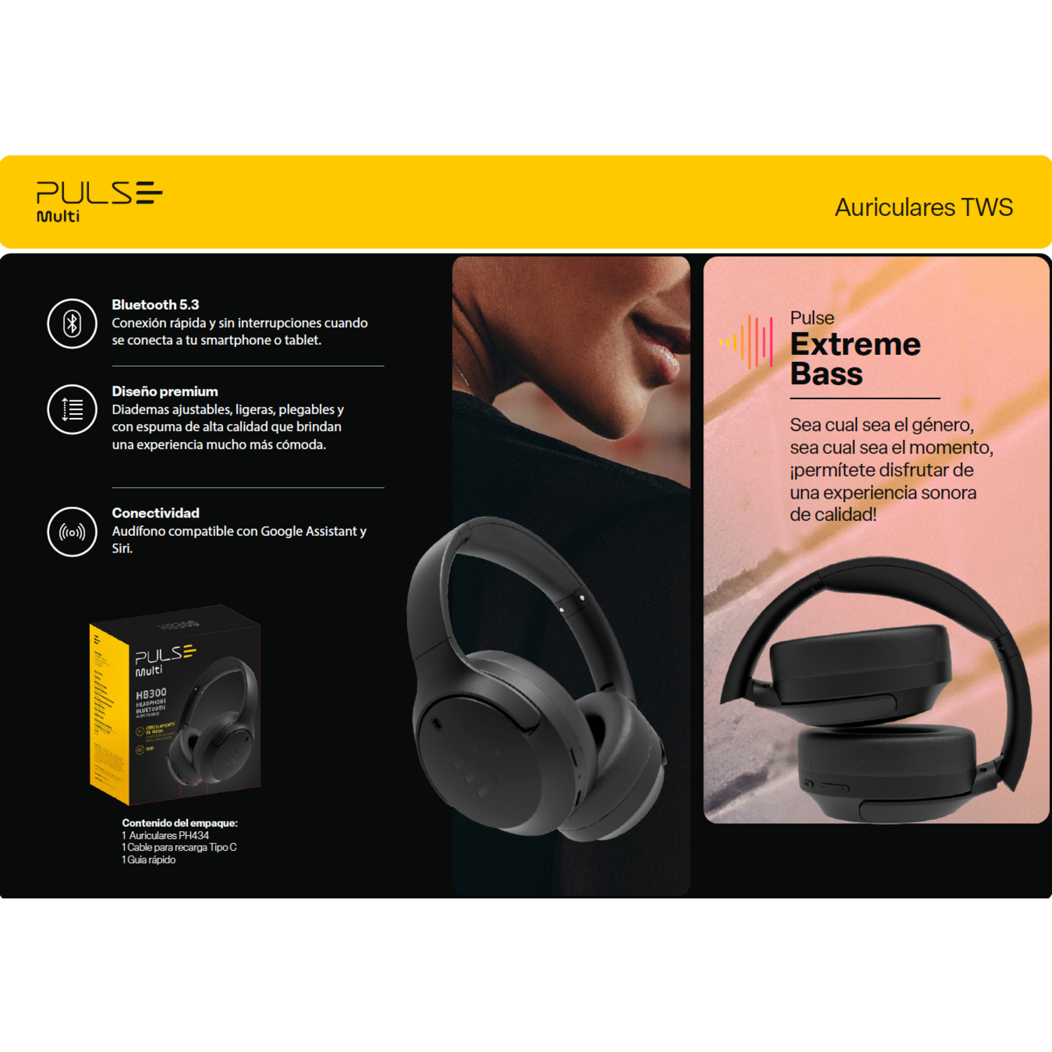 Audifono Bluetooth Cancela Ruido Pulse Hb300 Over Ear Ng Pulse New Horizons Chile New Horizons NHT.cl