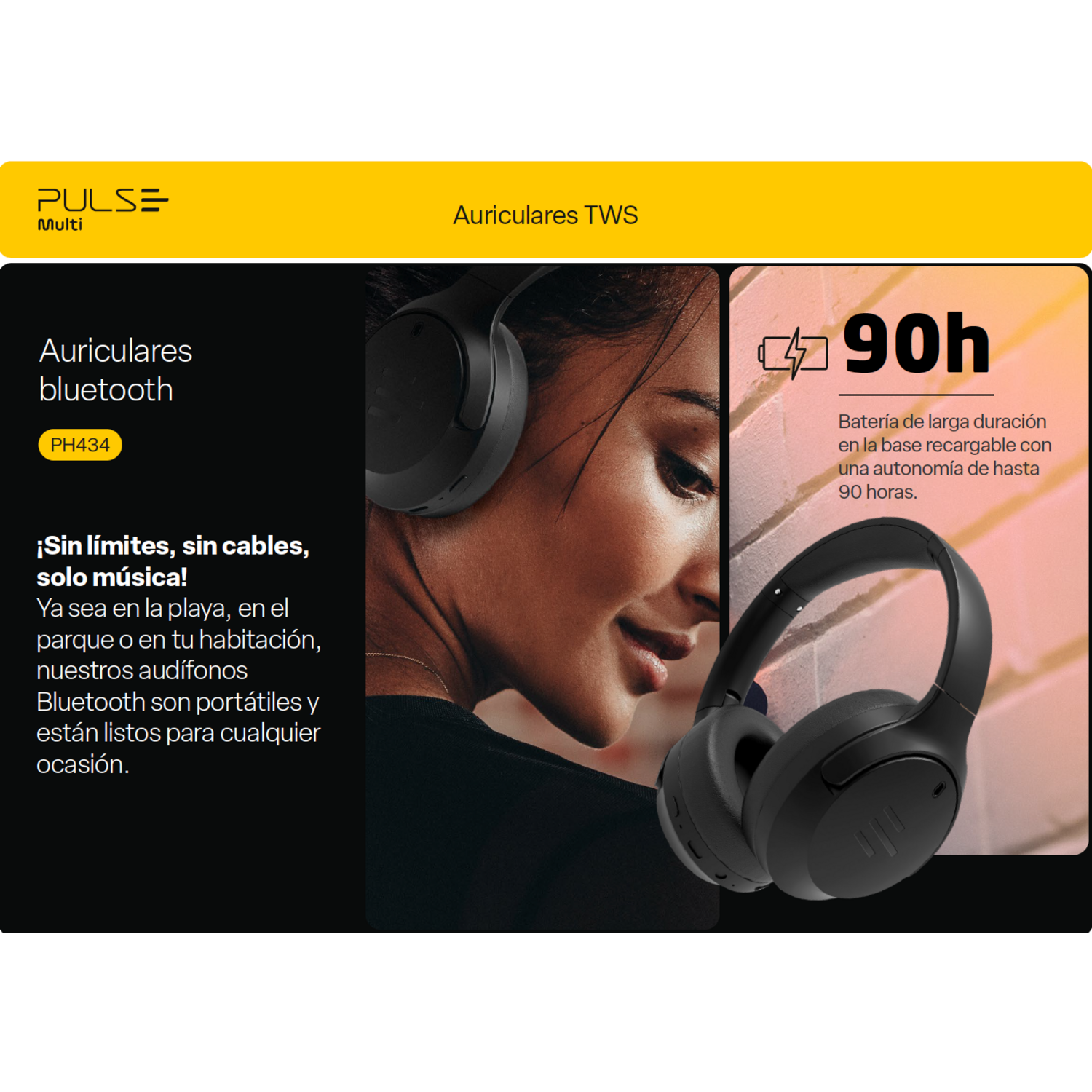 Audifono Bluetooth Cancela Ruido Pulse Hb300 Over Ear Ng Pulse New Horizons Chile New Horizons NHT.cl