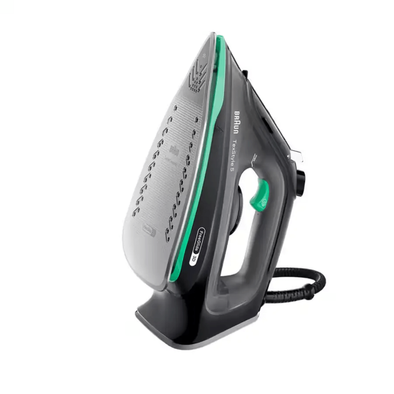 Plancha a vapor Braun TexStyle 5 2700W SuperCeramic Verde vista lateral.