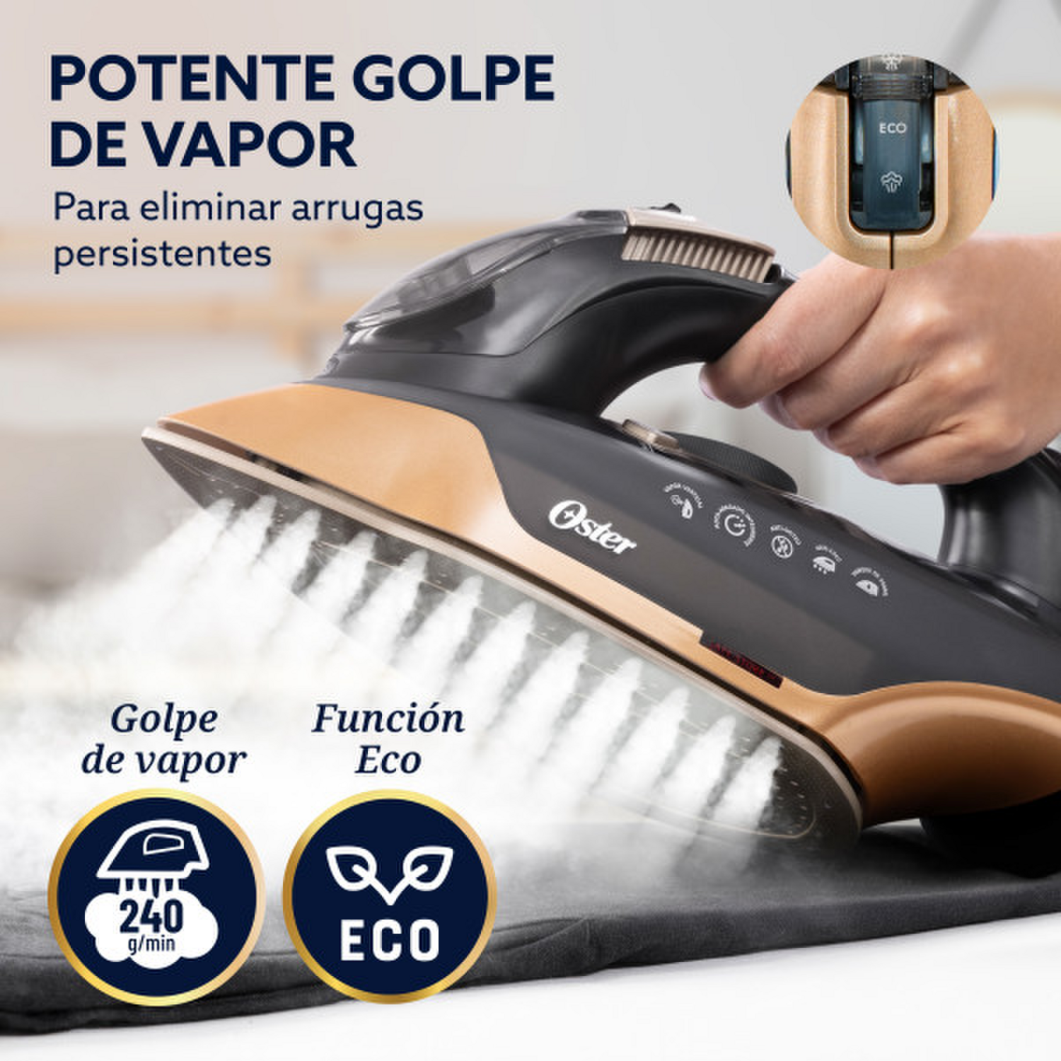 Plancha Oster PressXpress Base Diamante XL Vapor 240g