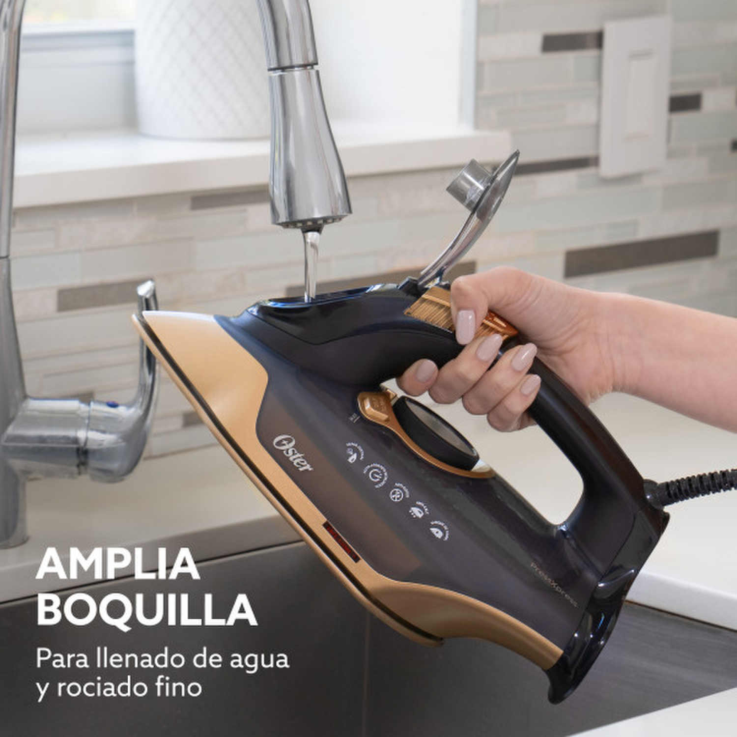 Plancha Oster PressXpress Base Diamante XL Vapor 240g