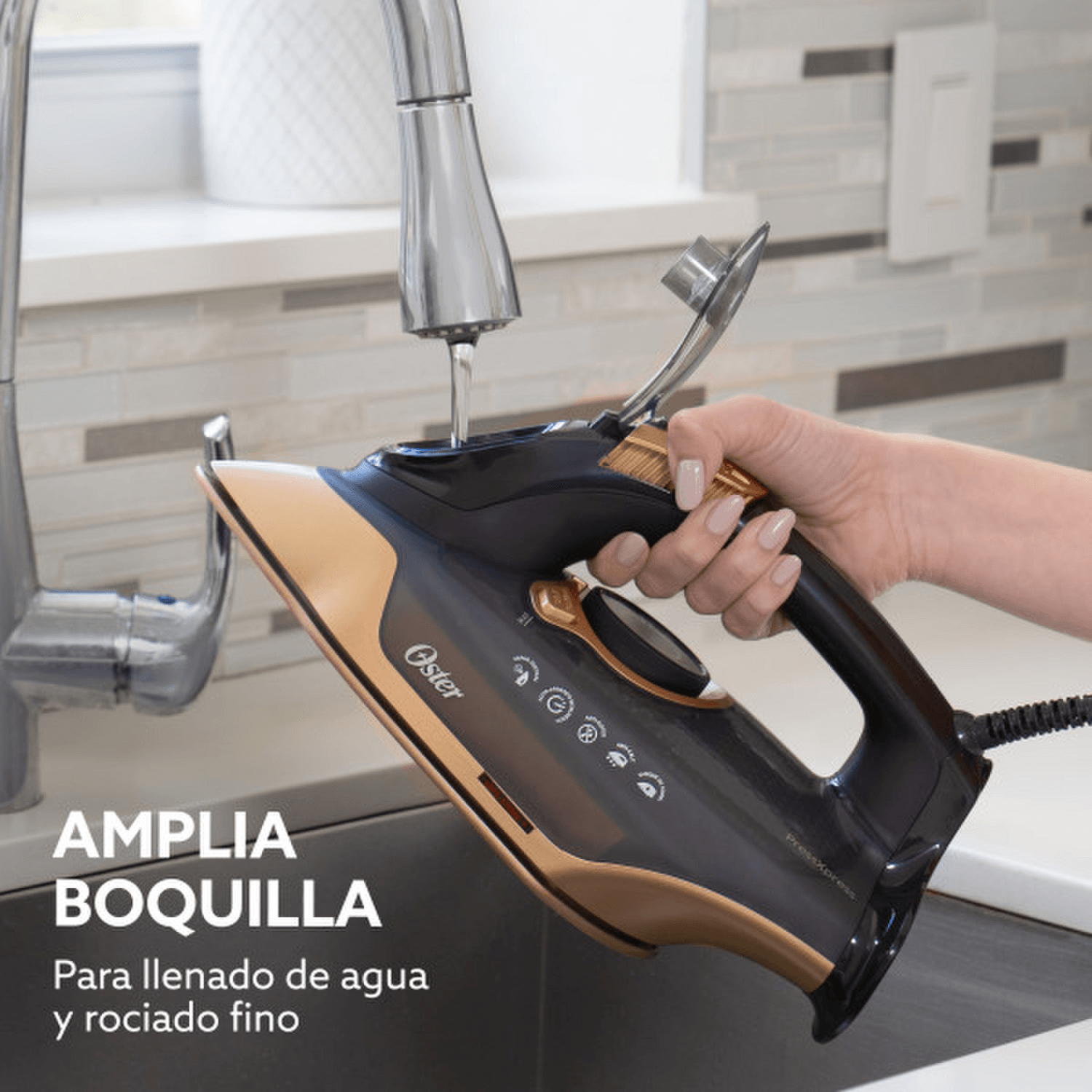 Plancha Oster PressXpress Base Diamante XL Vapor 240g