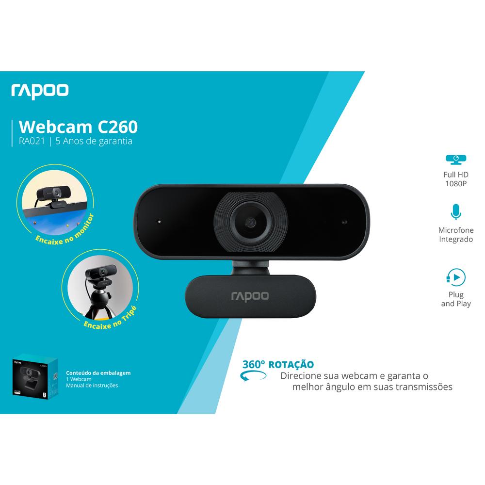 Webcam Rapoo Full HD 1080P Foco Automatico RA021 Rapoo New Horizons Chile New Horizons NHT.cl