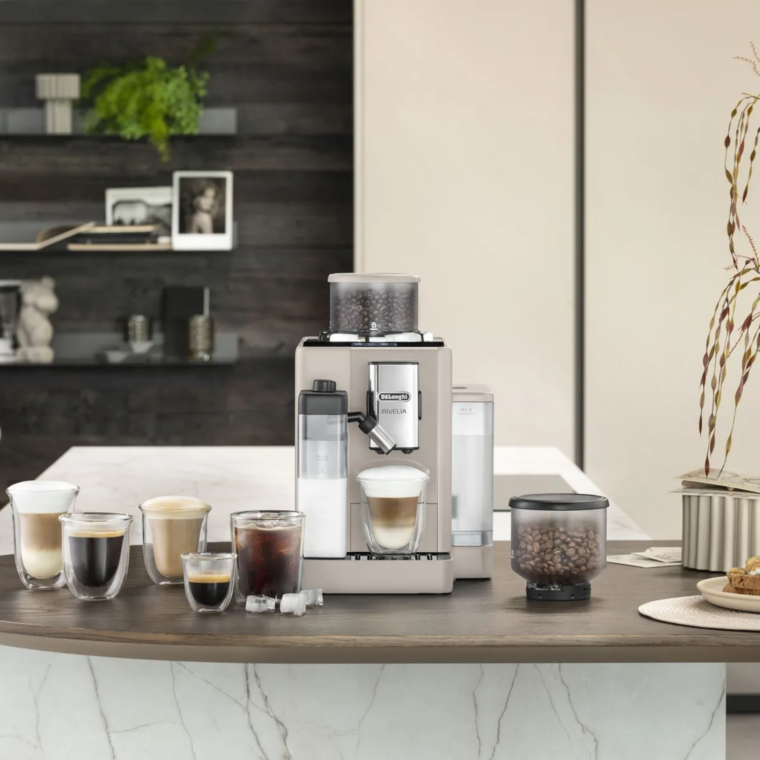 Cafetera DeLonghi Rivelia Superautomática Café 250g Beige