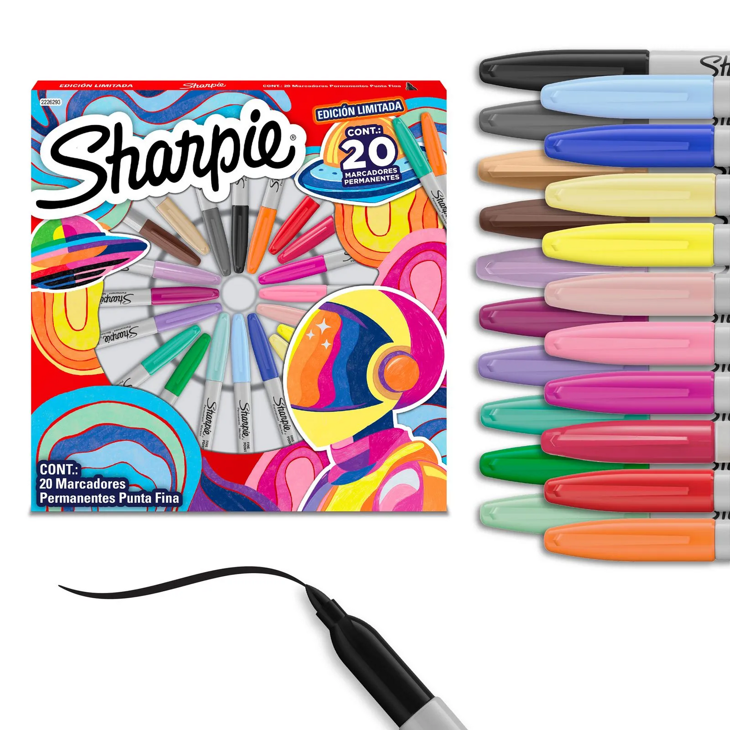 Ruleta Sharpie Espacio Punta Fina 20 Unid Edición Limitada