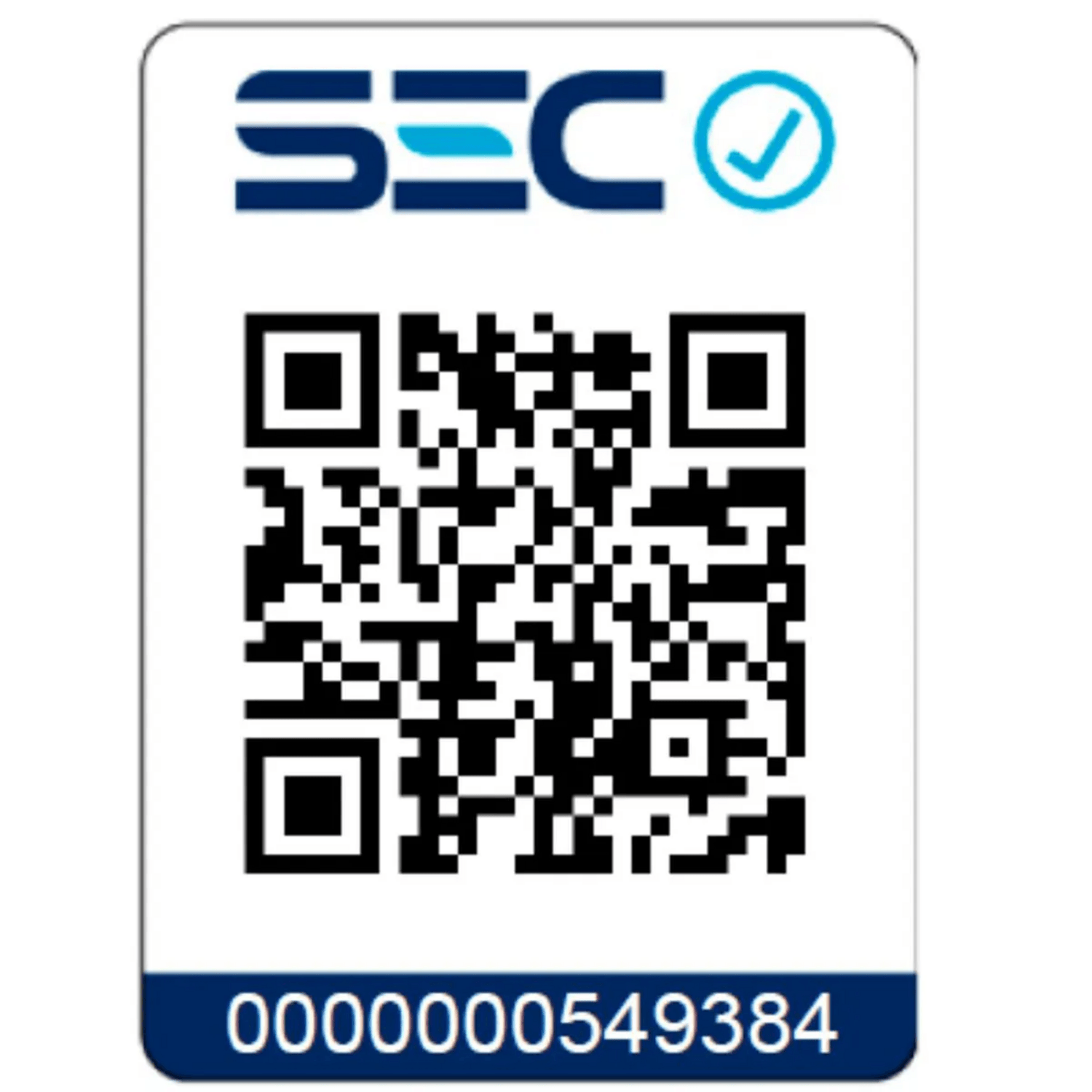 Código QR de verificación de SEC con número 0000000549384 para accesos seguros.