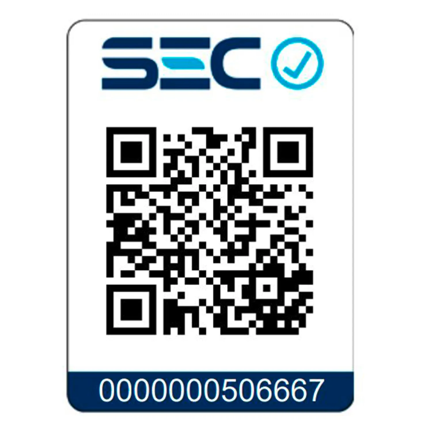 Cafetera Código QR de SEC con número de serie 0000000506667 para validación y verificación de información.