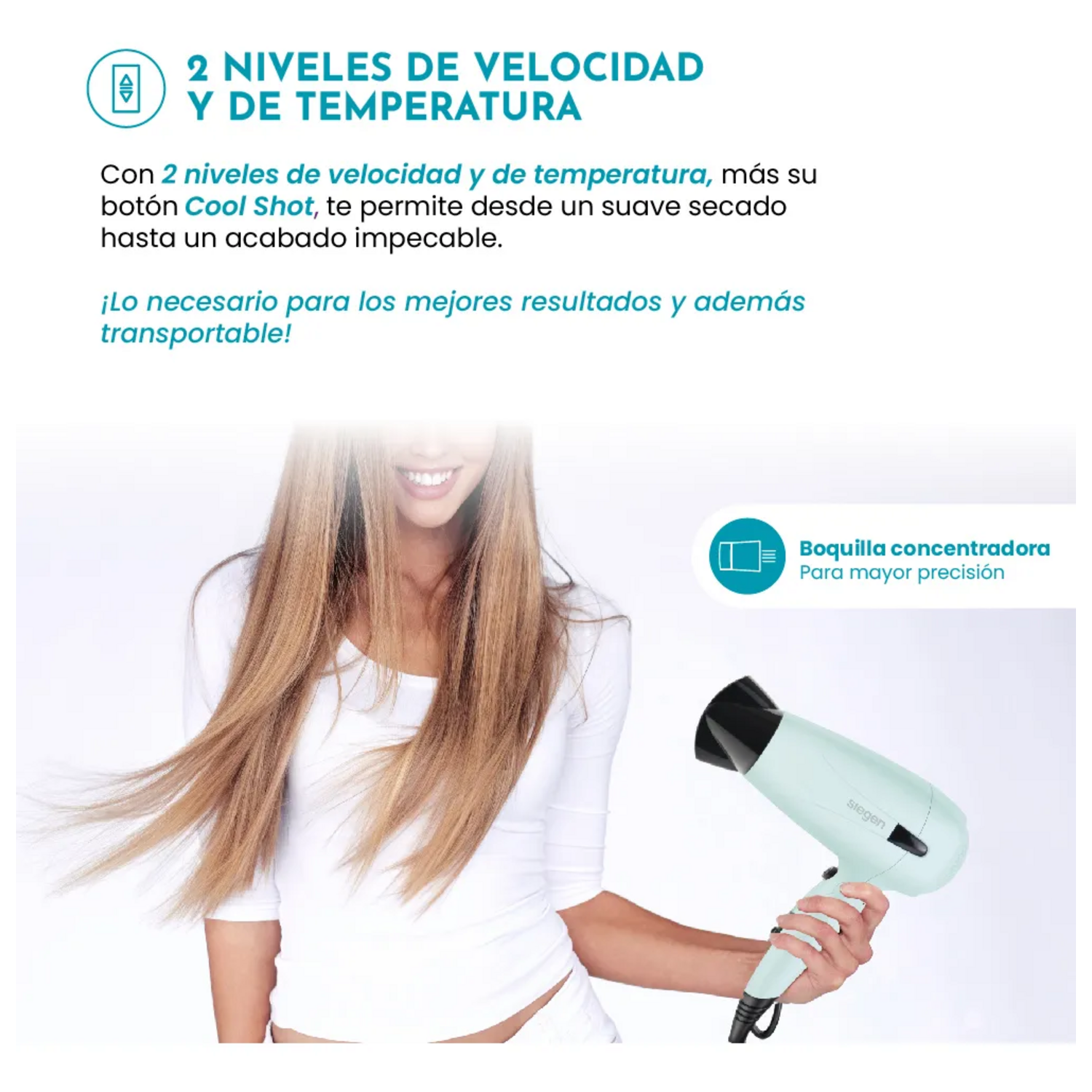 Secador de Pelo Viaje Plegable Siegen 2 Velocidades Fucsia