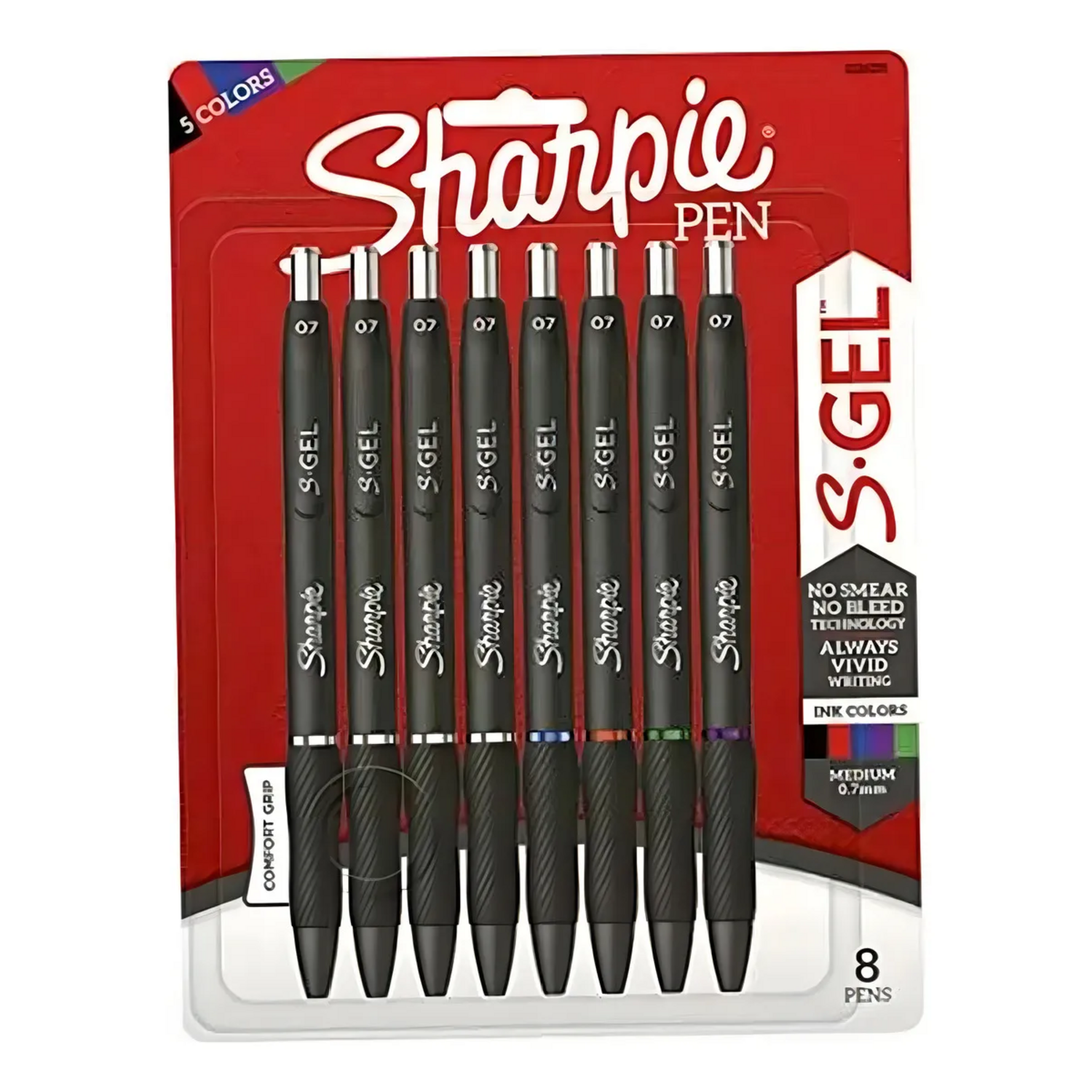 Set Sharpie 8 Boligrafo S Gel 5 Colores Neg-Ro-Az-Mor-Ve