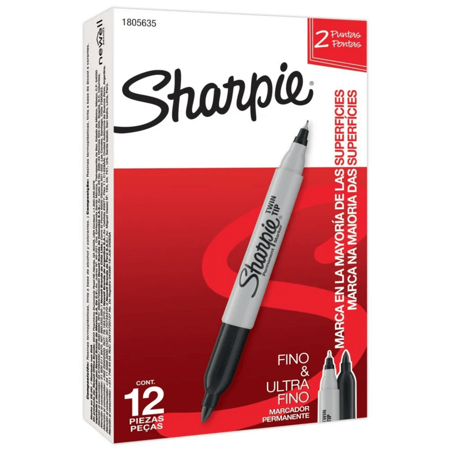 Marcador Permanente Sharpie Doble Punta Negro Individual