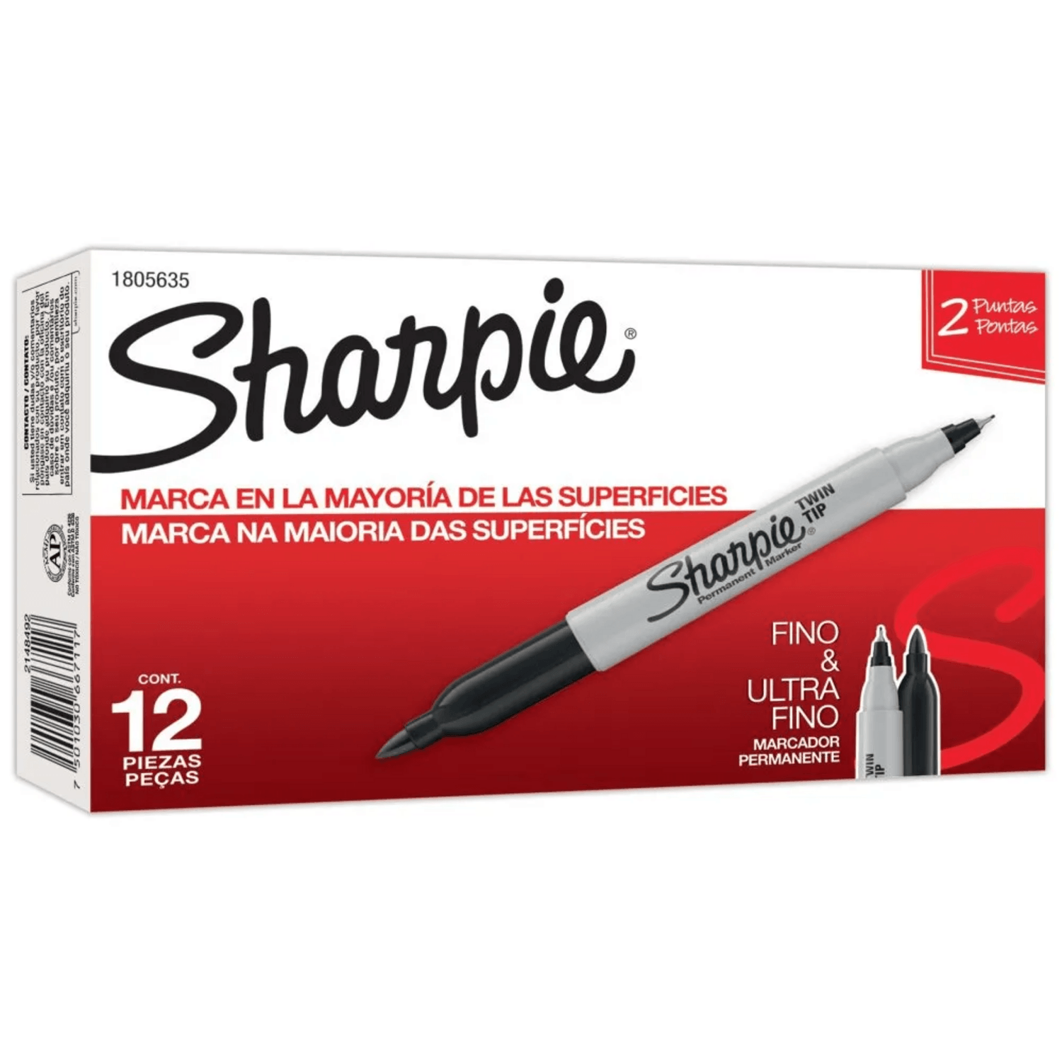 Marcador Permanente Sharpie Doble Punta Negro Individual