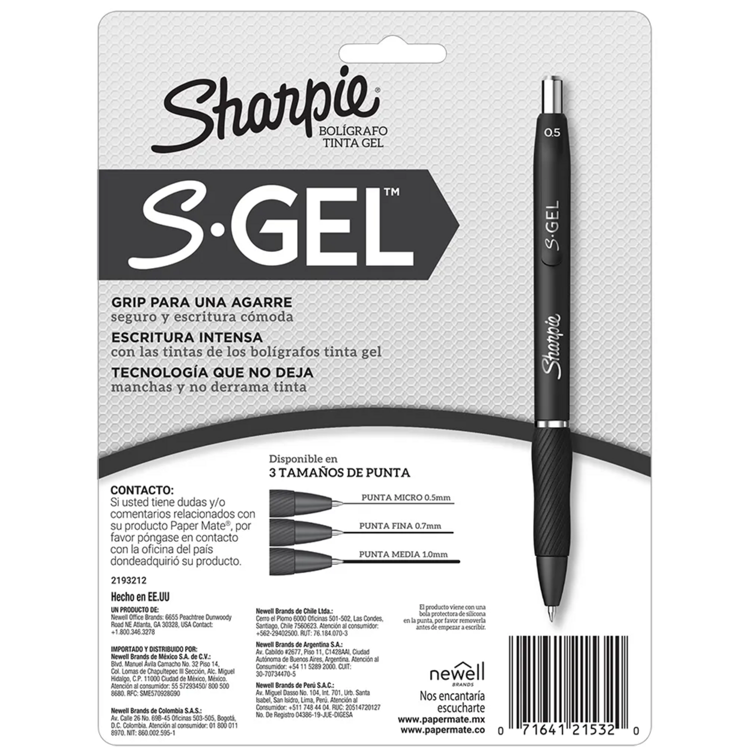 Set Sharpie 8 Boligrafo S Gel 5 Colores Neg-Ro-Az-Mor-Ve Sharpie New Horizons Chile New Horizons NHT.cl