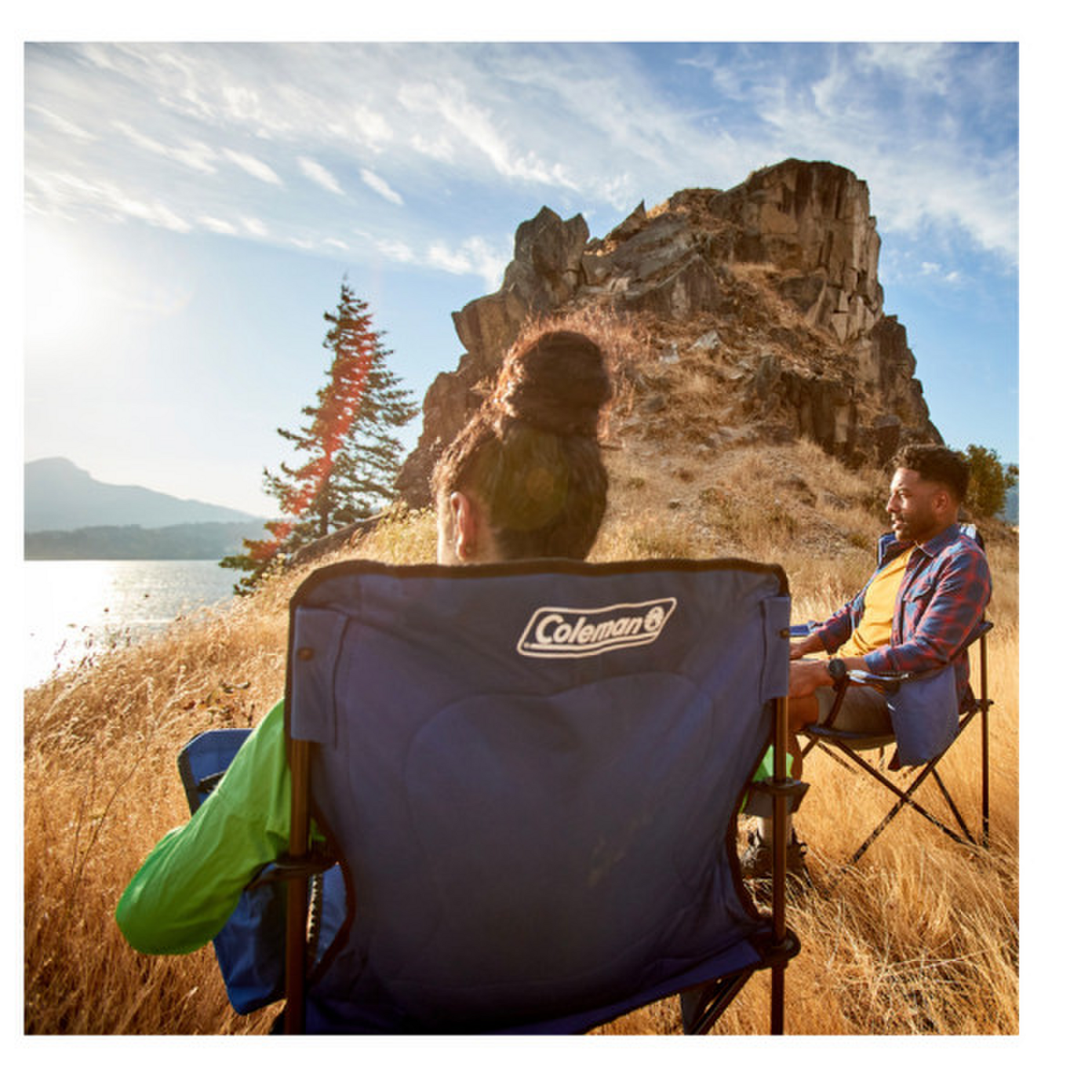Silla Camping Coleman Cooler Quad Azul 4 Latas Portavasos