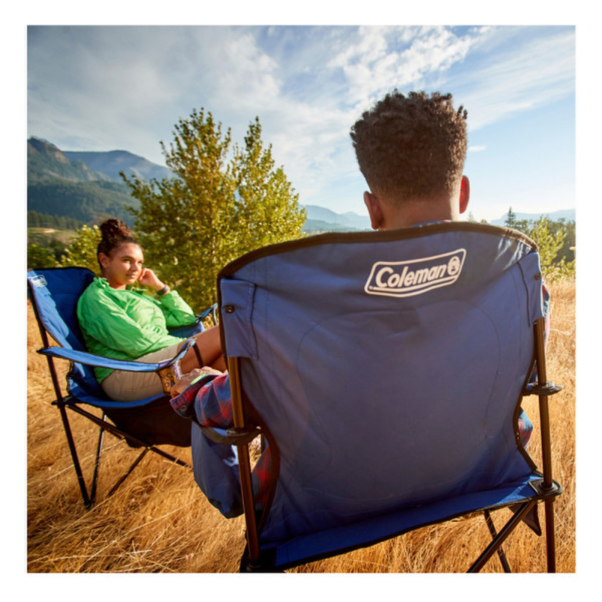 Silla Camping Coleman Cooler Quad Azul 4 Latas Portavasos