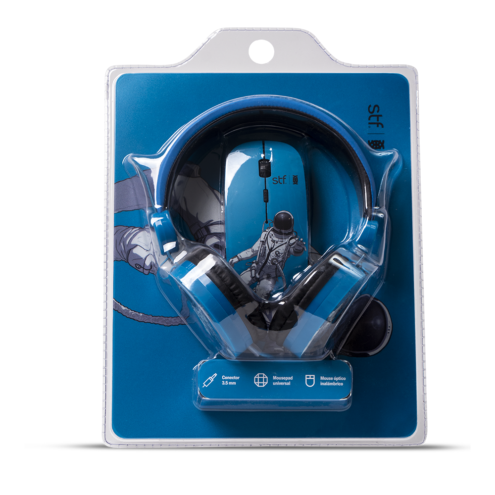 Pack 3 En 1 STF Mouse Audifono Mouse Pad Astronauta