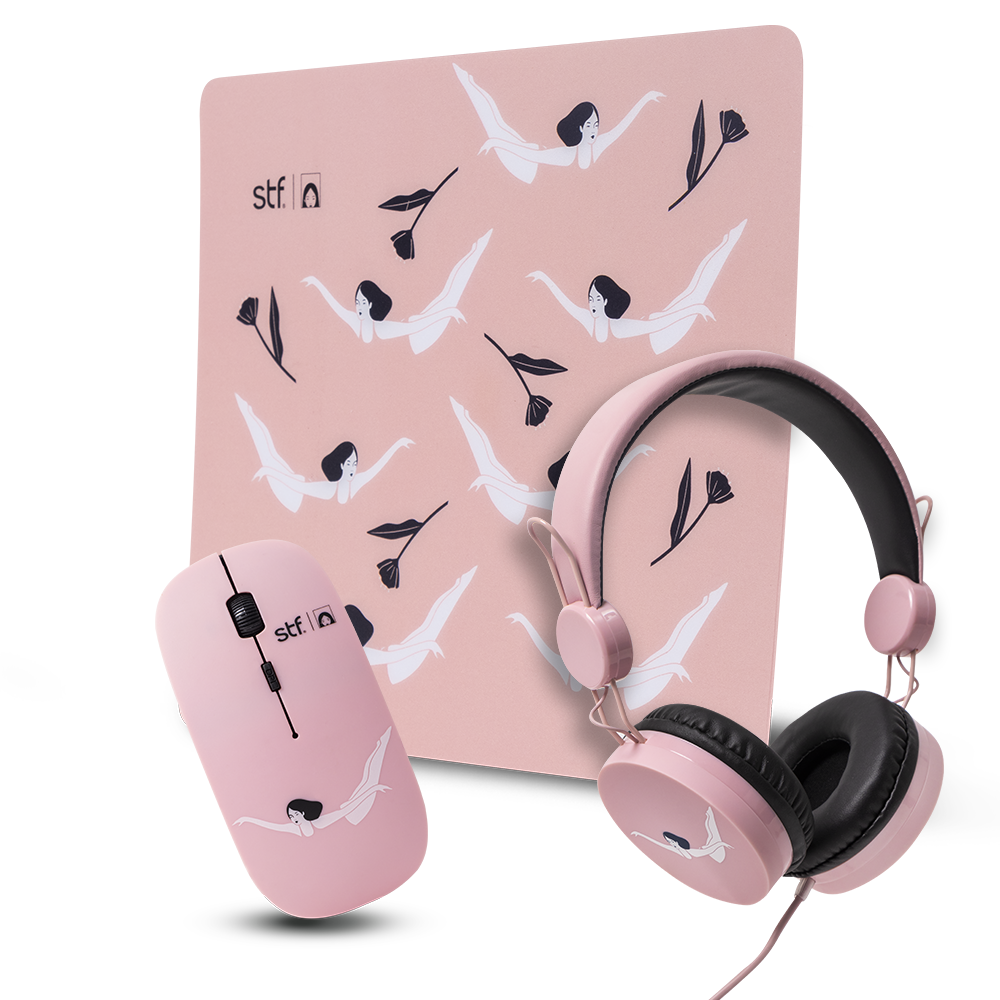 Pack 3 En 1 STF Mouse Audifono Mouse Pad Motoko