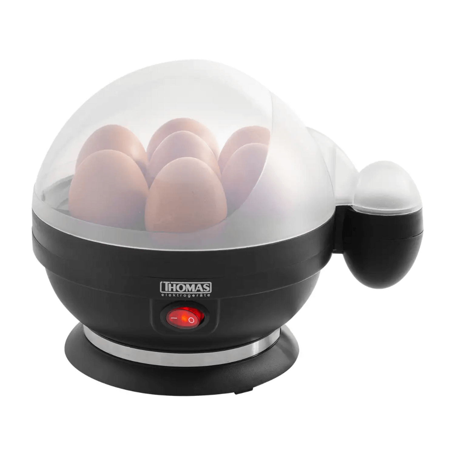 Cocedor de Huevos Thomas TH-80 7 Gallina 19 Codorniz Vapor con huevos cocidos en la cocina.