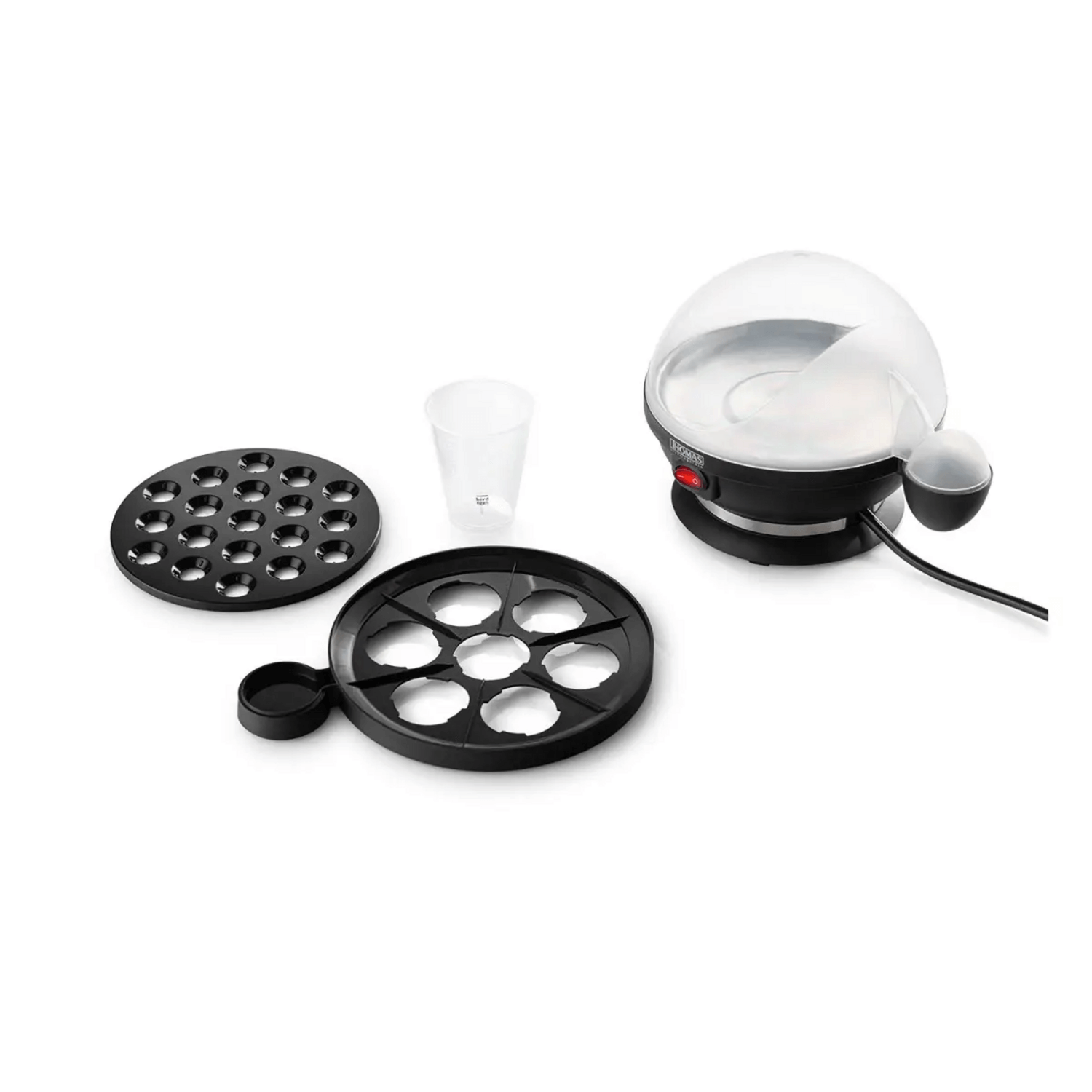Cocedor de Huevos Thomas TH-80 7 Gallina 19 Codorniz Vapor con accesorios para cocinar huevos al vapor.
