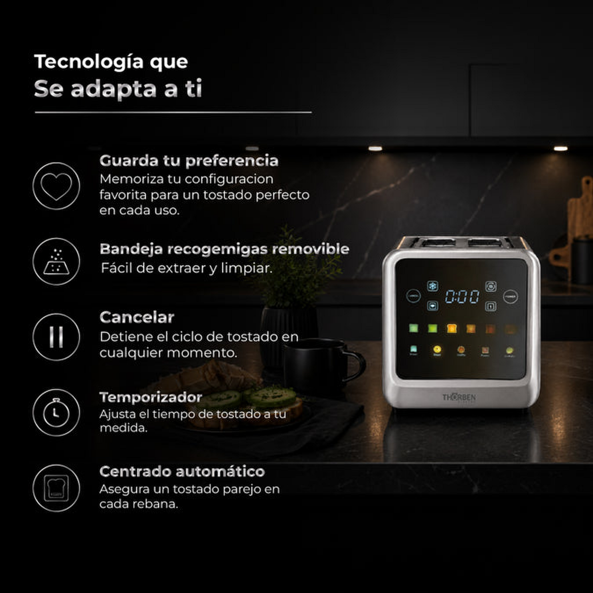 Tostador Thorben DigiToast 4 Rebanadas Digital Táctil 1400W