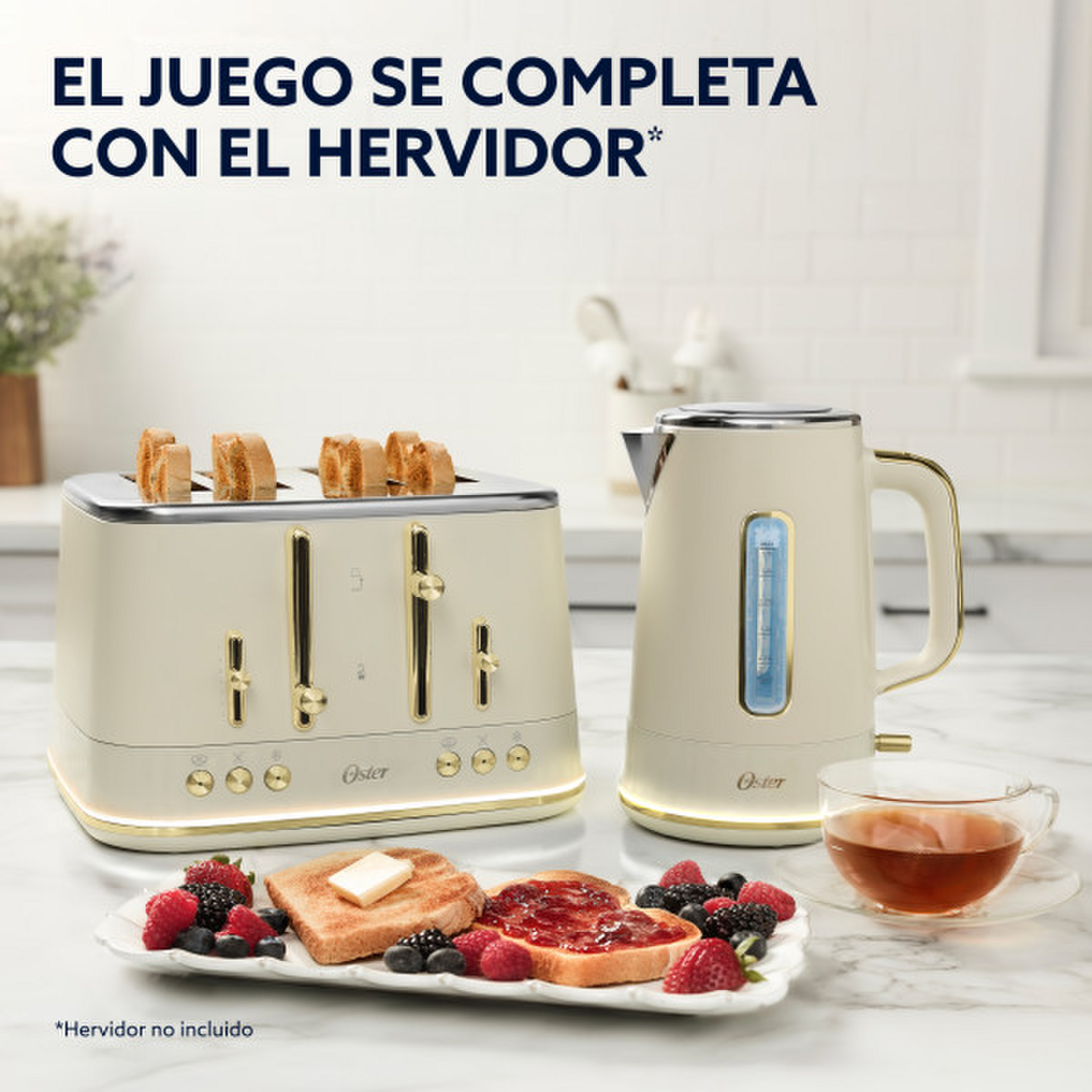 Tostador Oster Premium Beige 4 Rebanadas Luces Bandeja Migas