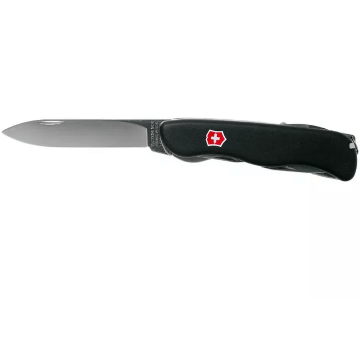 Navaja Victorinox Outrider hoja bloqueable con mango negro y hoja de acero inoxidable.