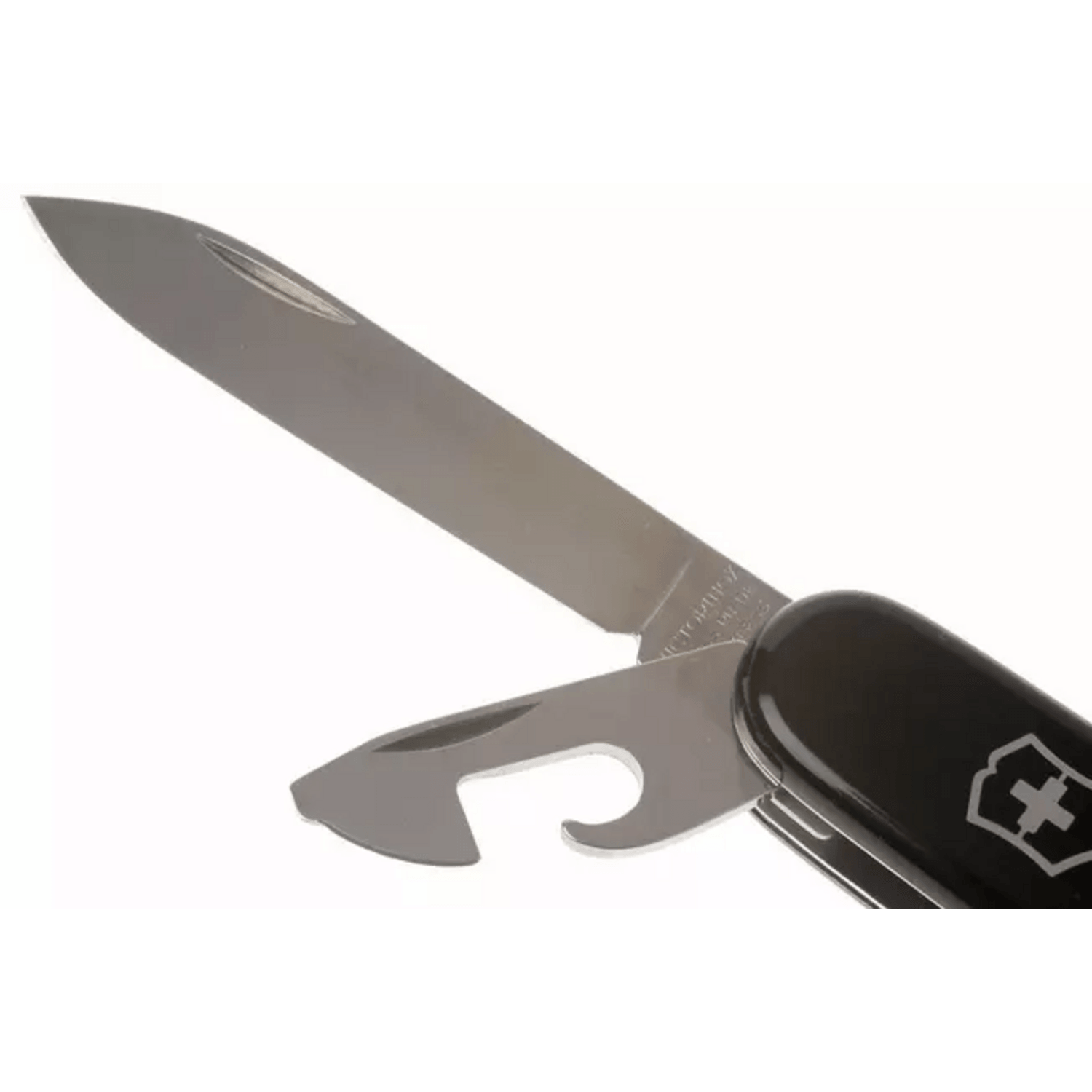 Navaja Victorinox Spartan 91mm con hoja y herramienta en color negro, ideal para camping y uso diario.