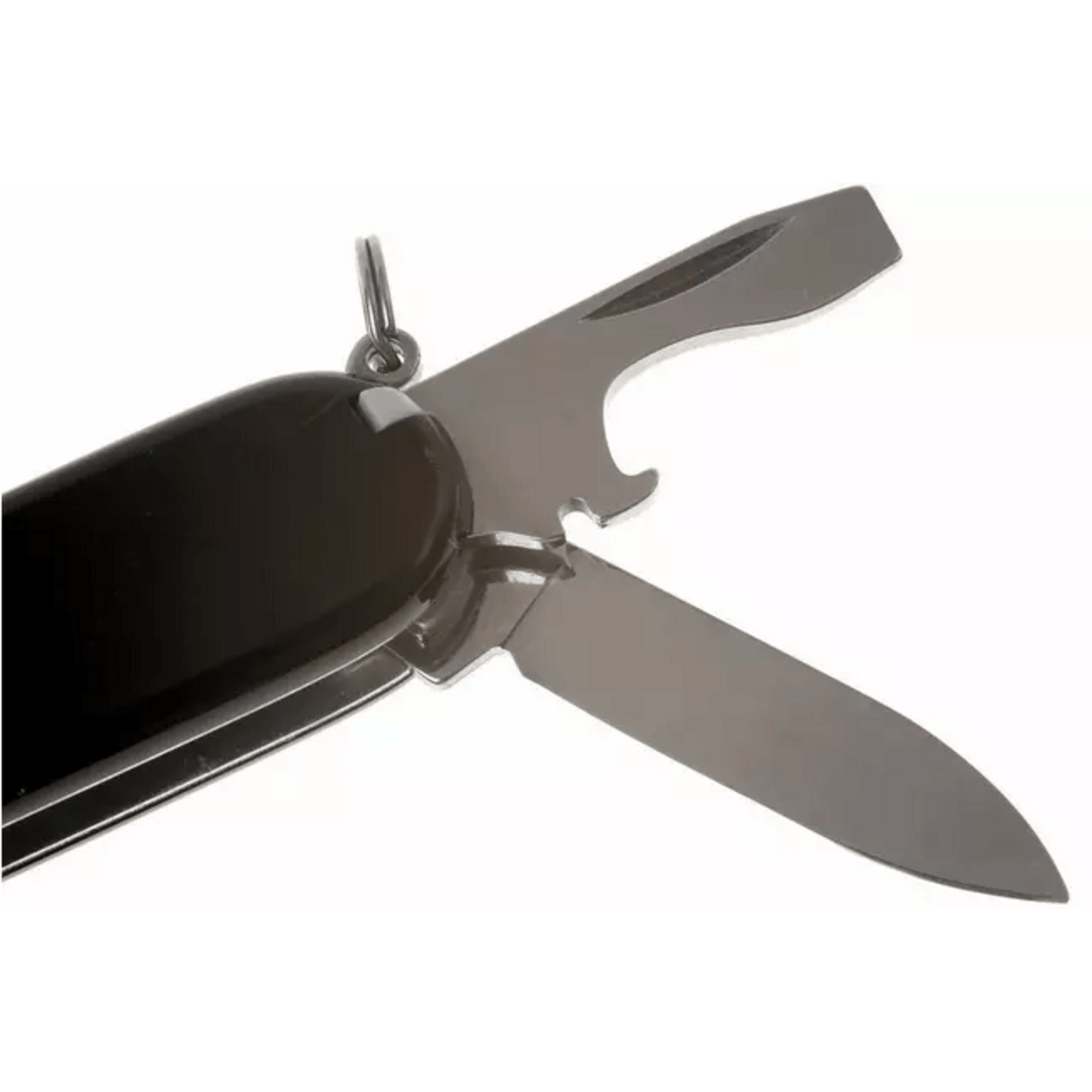 Navaja Victorinox Spartan 91mm con hoja negra y múltiples funciones visibles.