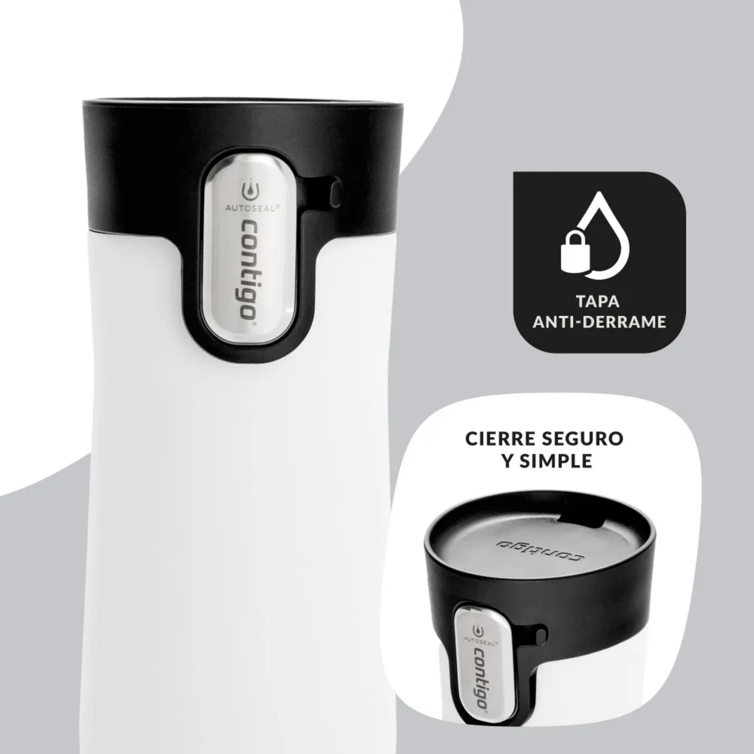 Vaso Mug Termico Contigo WestLoop 2.0 FrioCal Blanco 473 ml