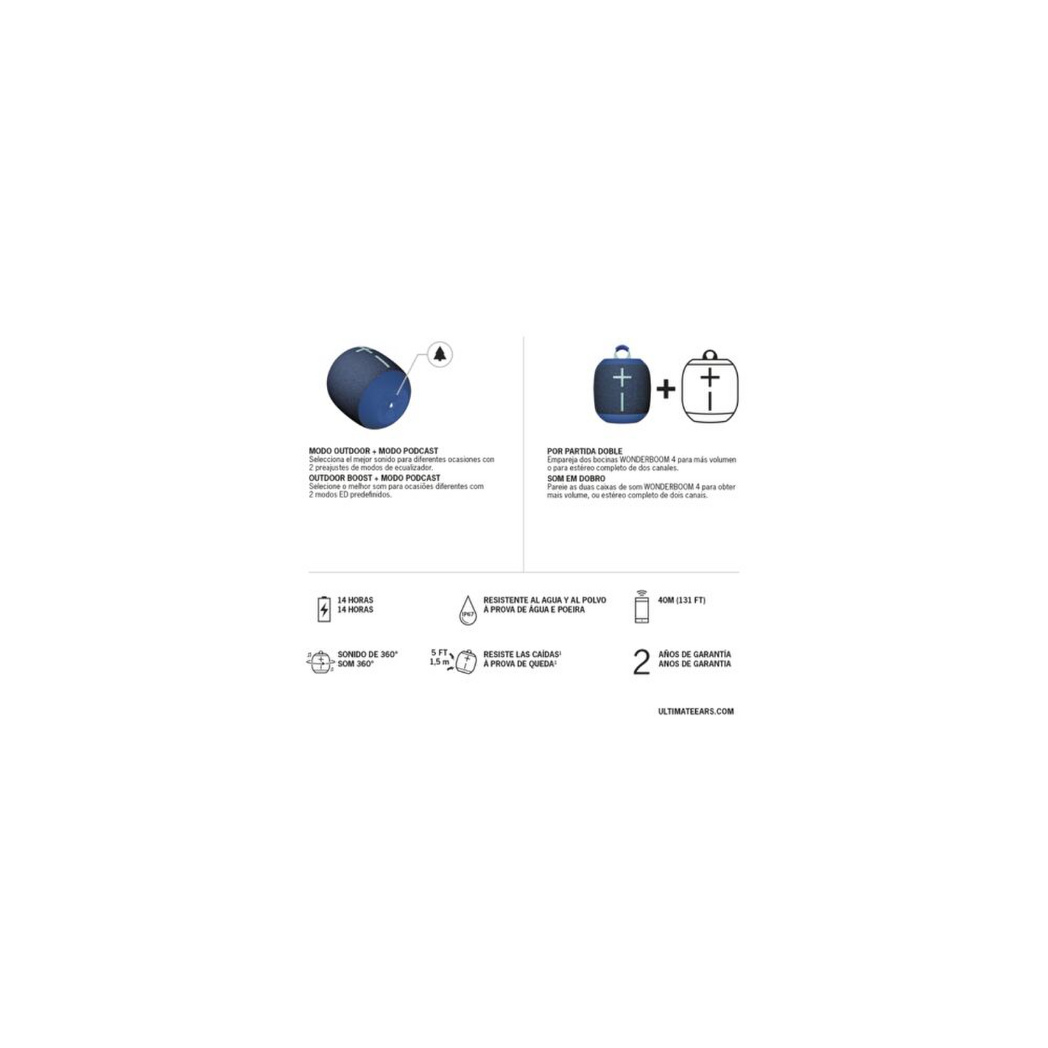 Parlante Portatil Ultimate Ears Wonderboom 4 Azul Ultimate Ears New Horizons Chile New Horizons NHT.cl