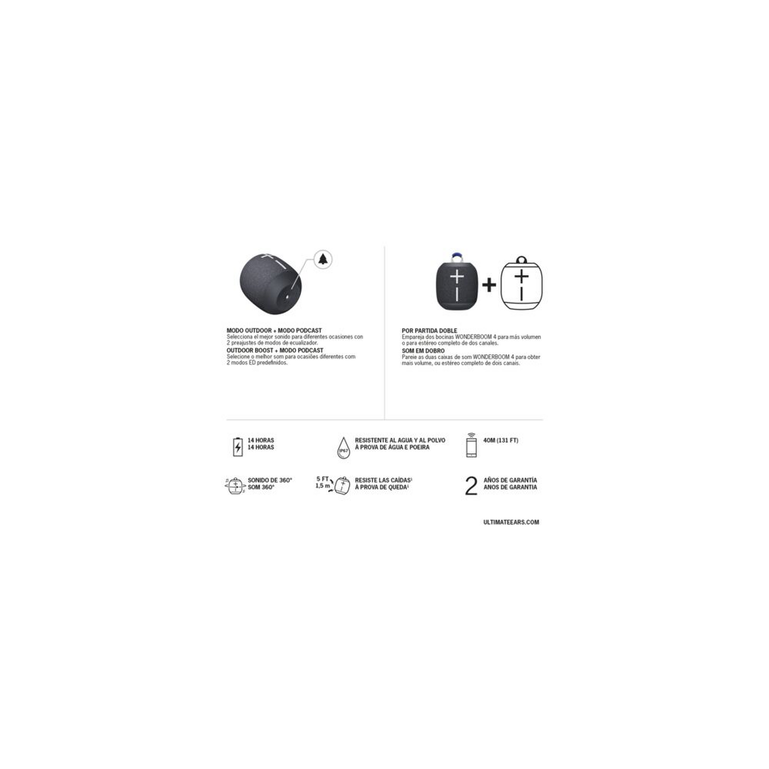 Parlante Portatil Ultimate Ears Wonderboom 4 Negro Ultimate Ears New Horizons Chile New Horizons NHT.cl