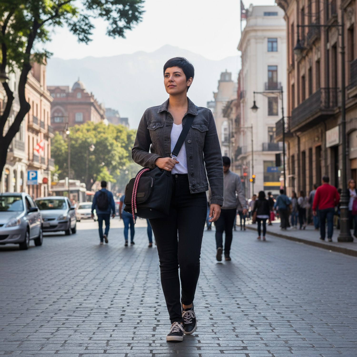 Cartera Yambo Bucket Negro Rojo YB080
