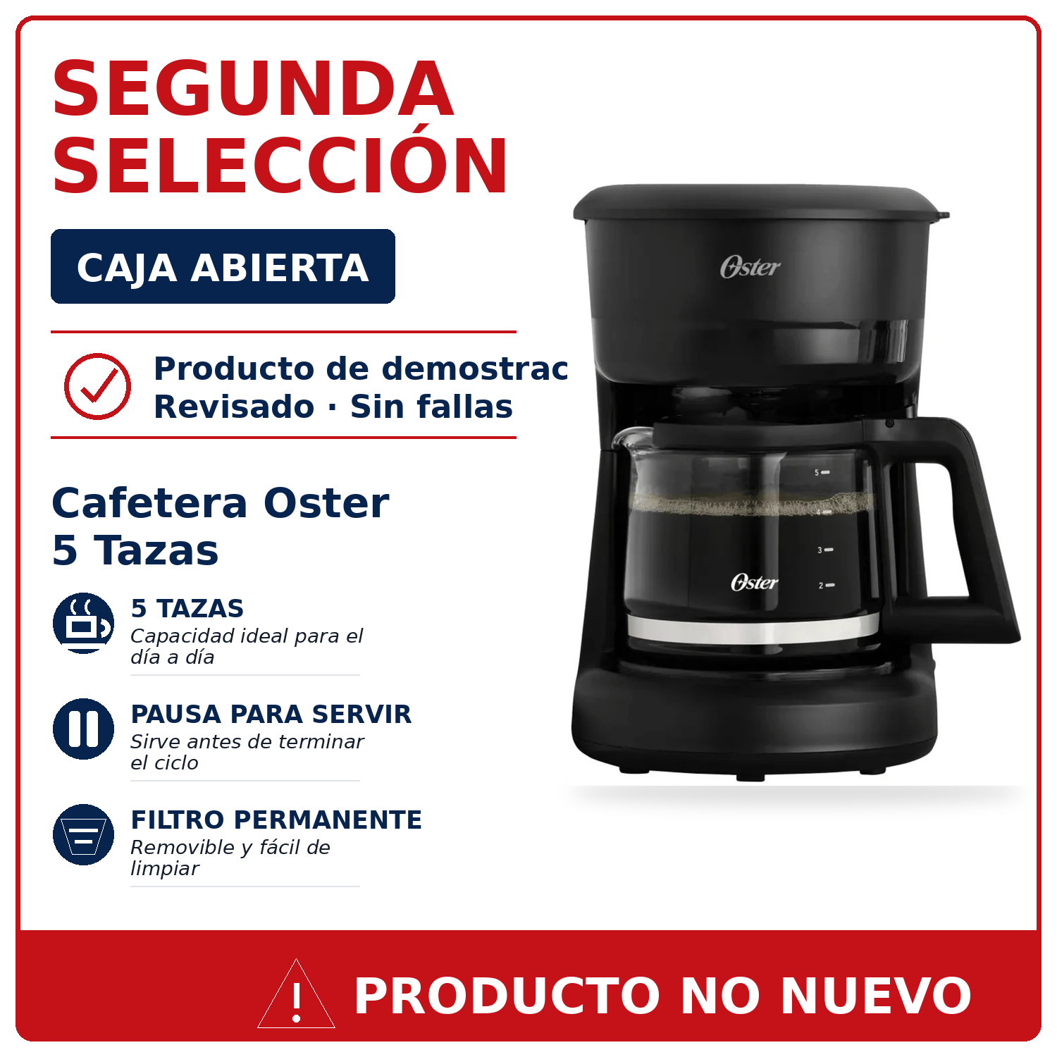 Cafetera Oster 5 Tazas 2217208 Caja Abierta Segunda Oster