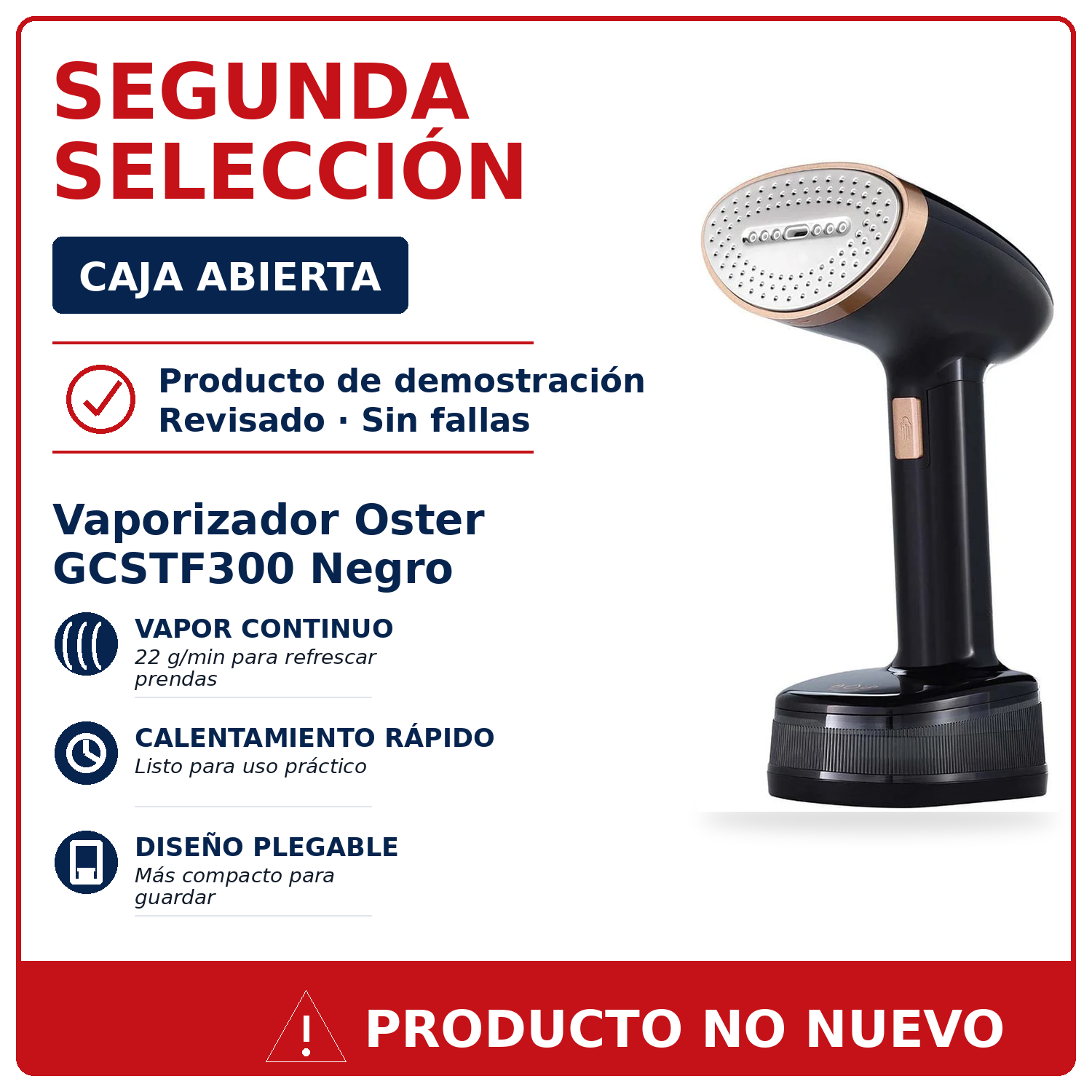 Plancha Vertical Oster Vaporizador GCSTF300 Caja Abierta