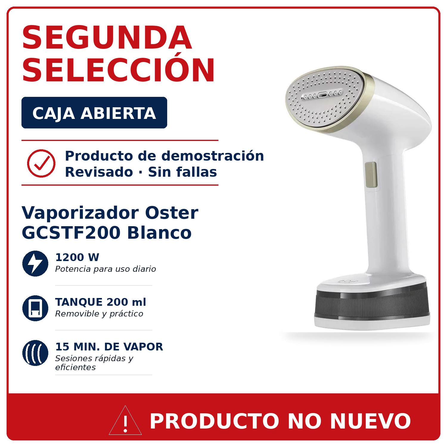 Plancha Vertical Oster Vaporizador GCSTF200 Caja Abierta