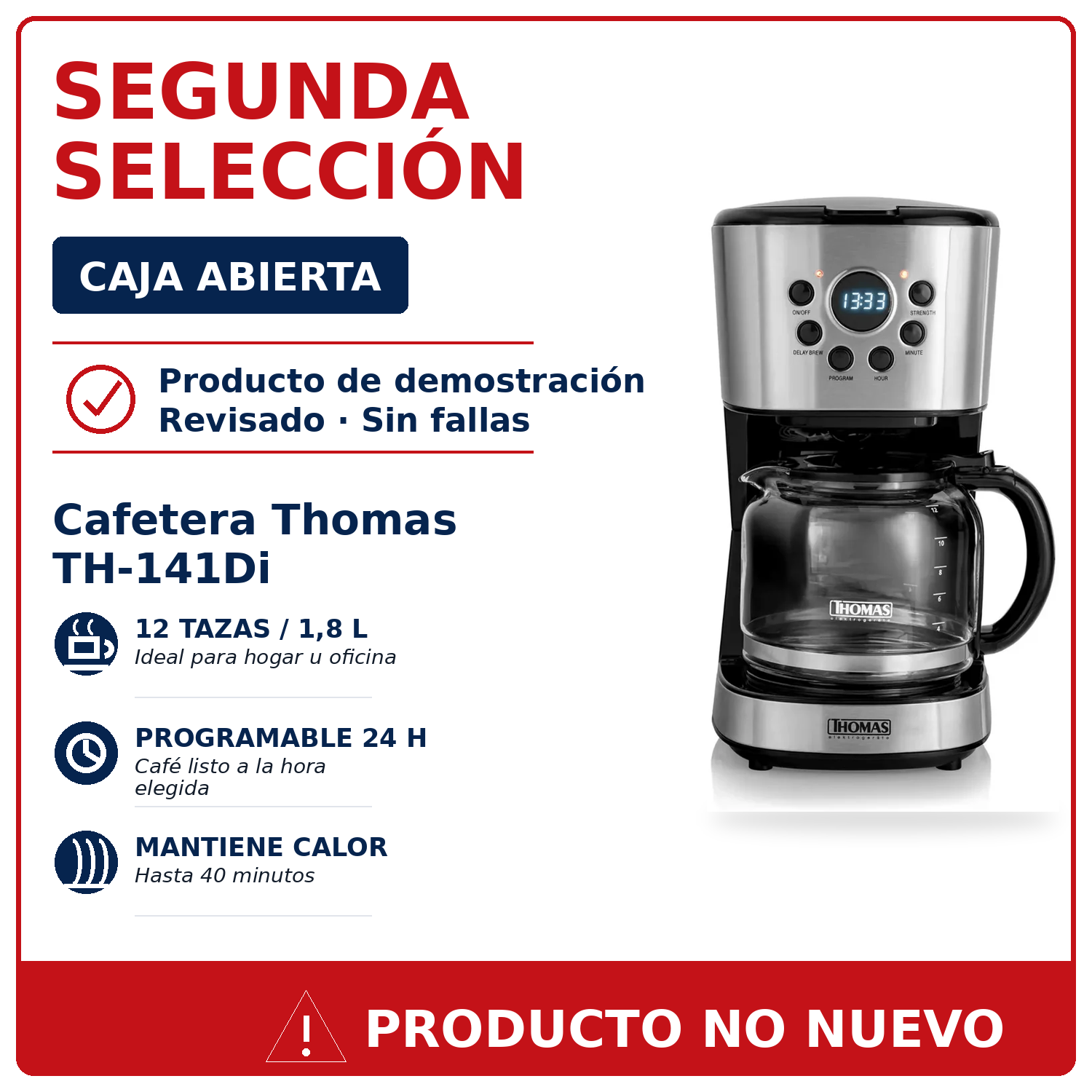 Cafetera Thomas TH-141Di 12 Tazas Caja Abierta Segunda