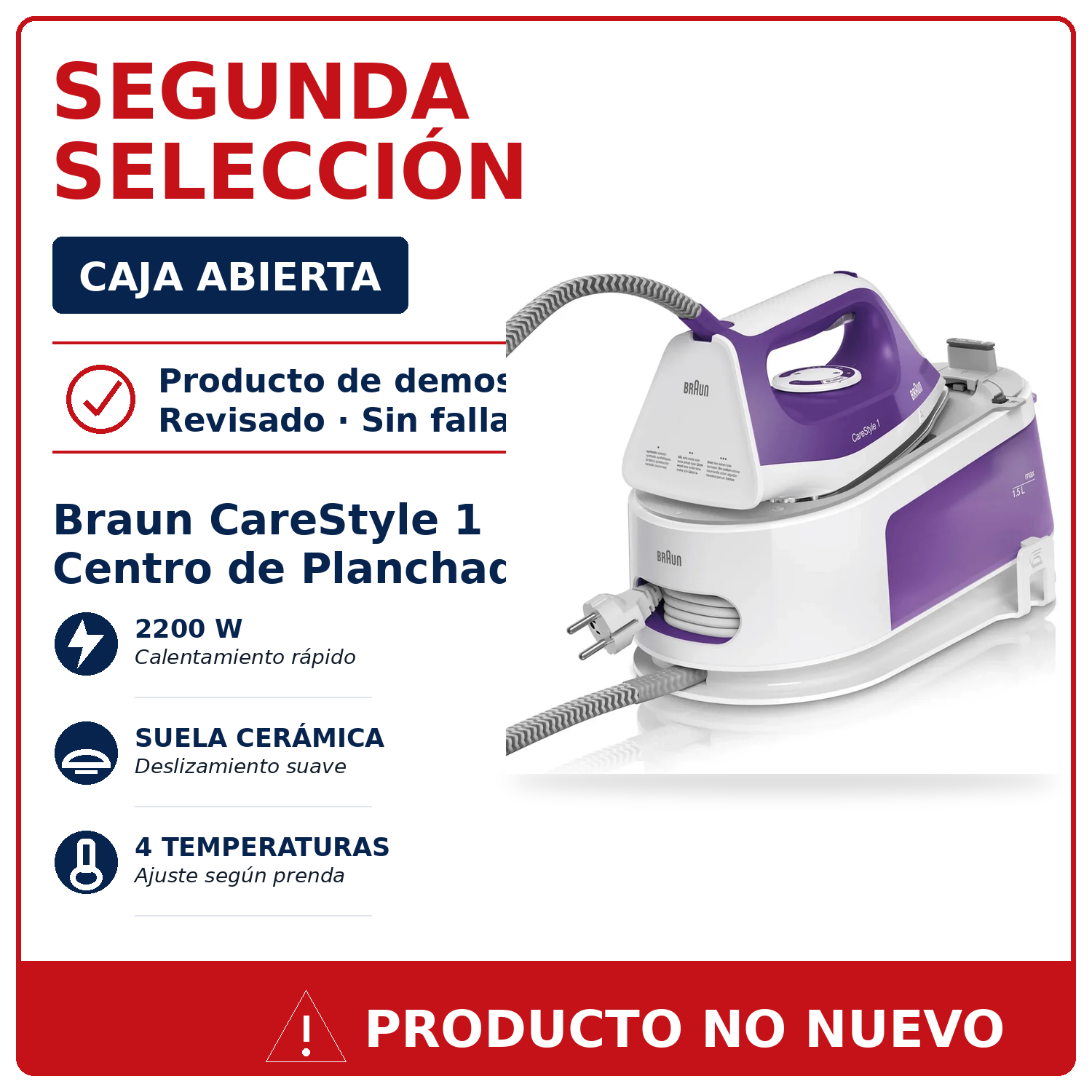 Centro de Planchado Braun CareStyle 1 Segunda Caja Abierta