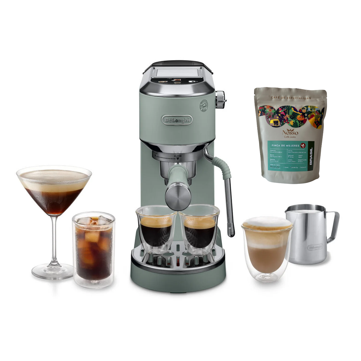Cafetera DeLonghi Dedica Duo LatteArt Cold Brew Pistacho