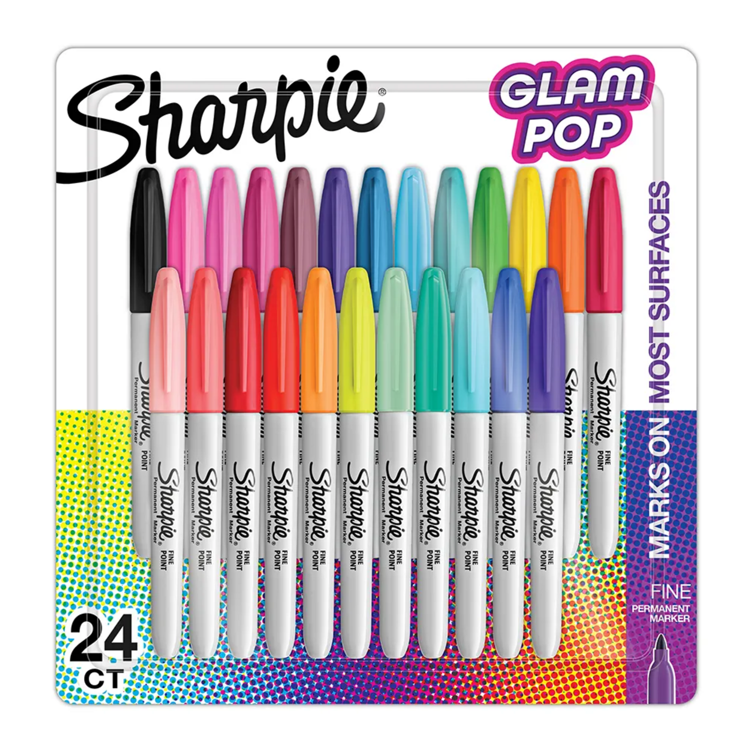 Marcadores Permanentes Sharpie Glam Pop P/Fina 24 Colores