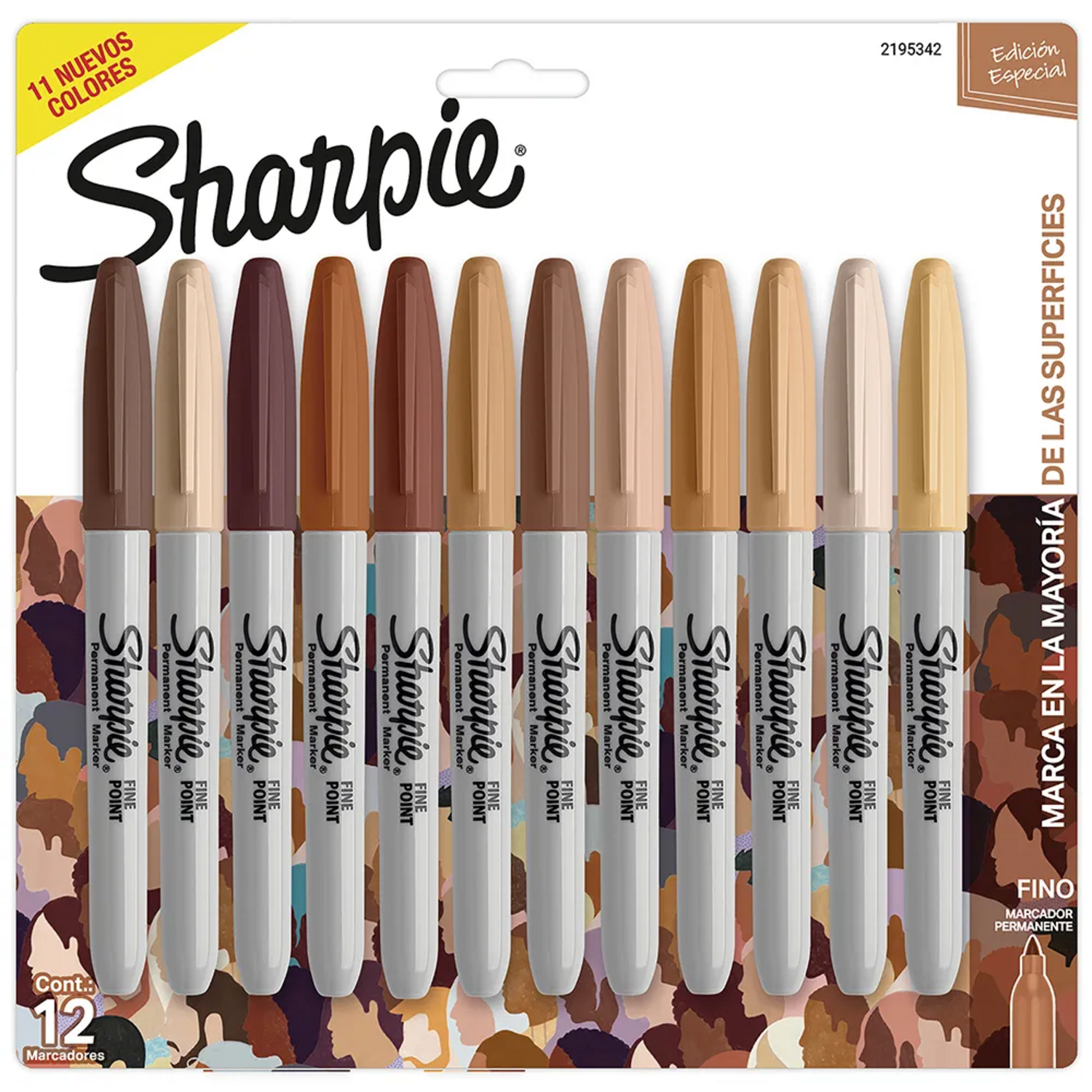 Set de 12 Marcadores Sharpie Retratos Colores Piel Fino
