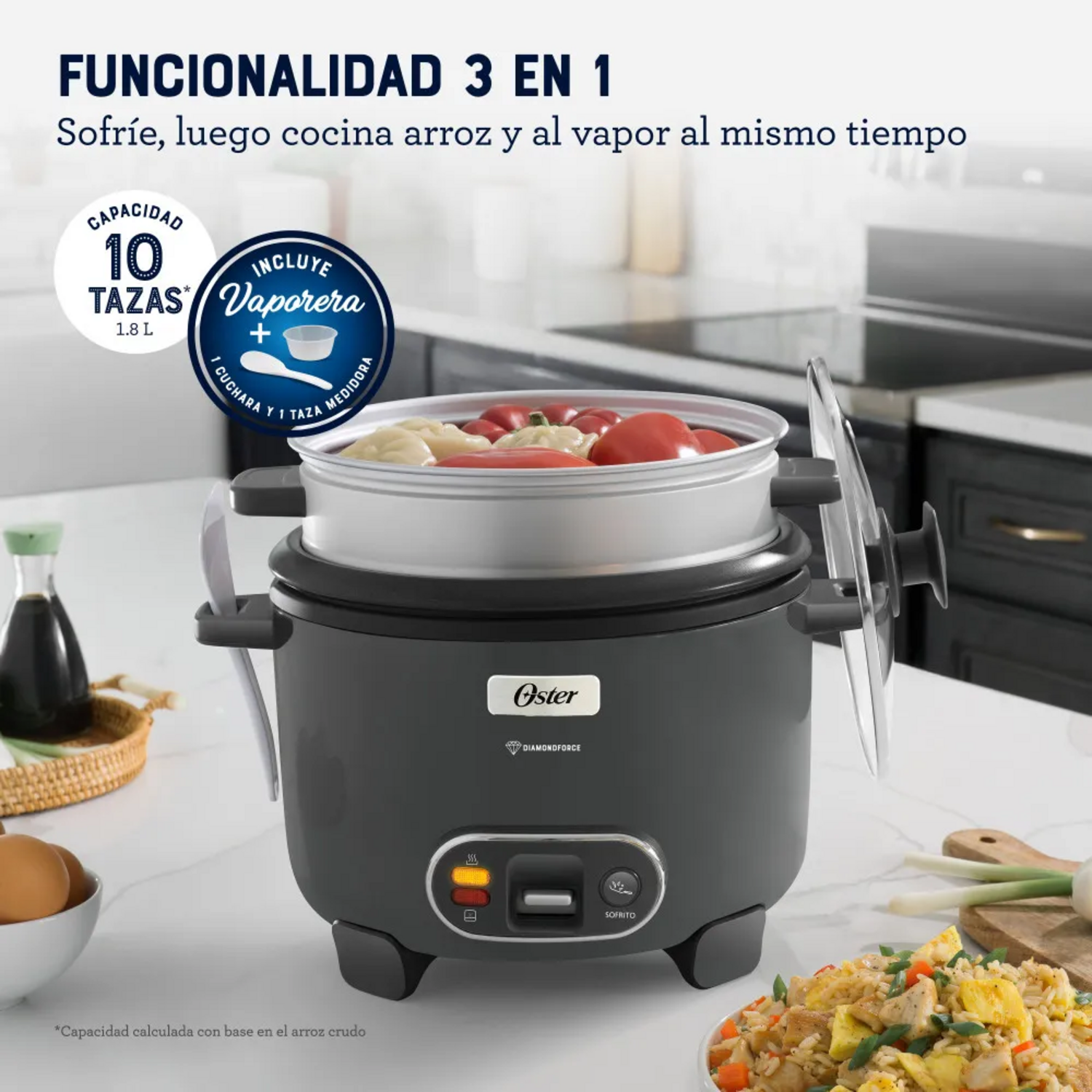 Arrocera Oster 10 Tazas Sofrito y Vaporera Mod 2212407