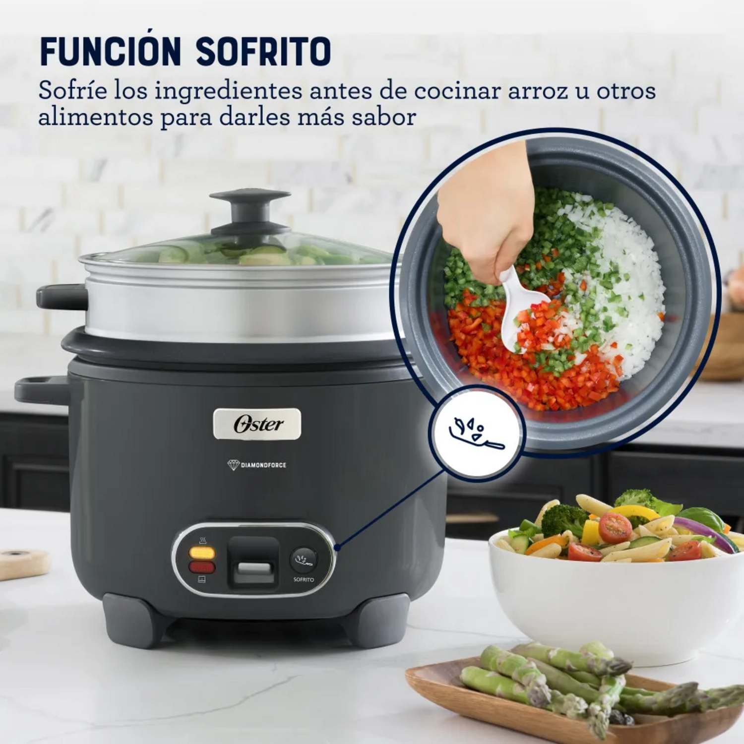 Arrocera Oster 10 Tazas Sofrito y Vaporera Mod 2212407