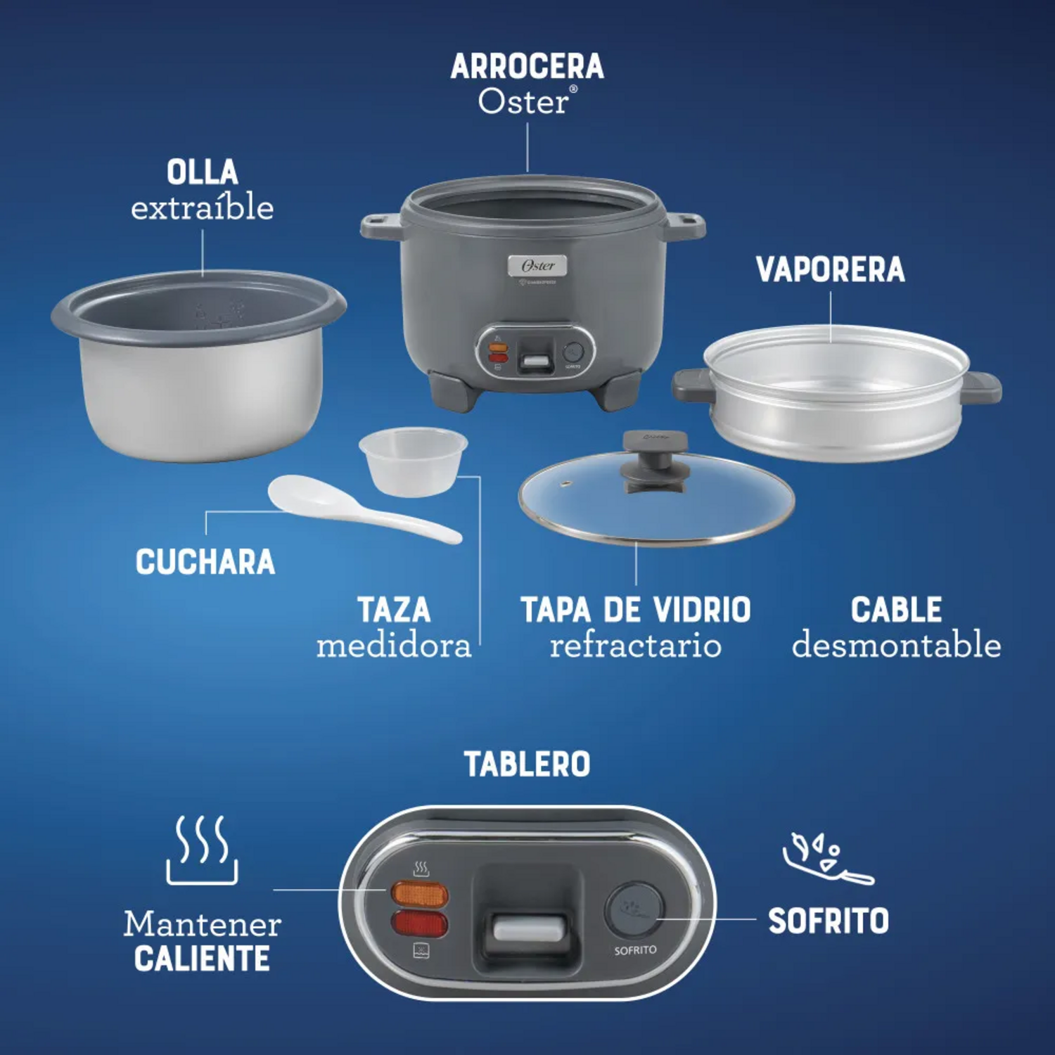 Arrocera Oster 10 Tazas Sofrito y Vaporera Mod 2212407