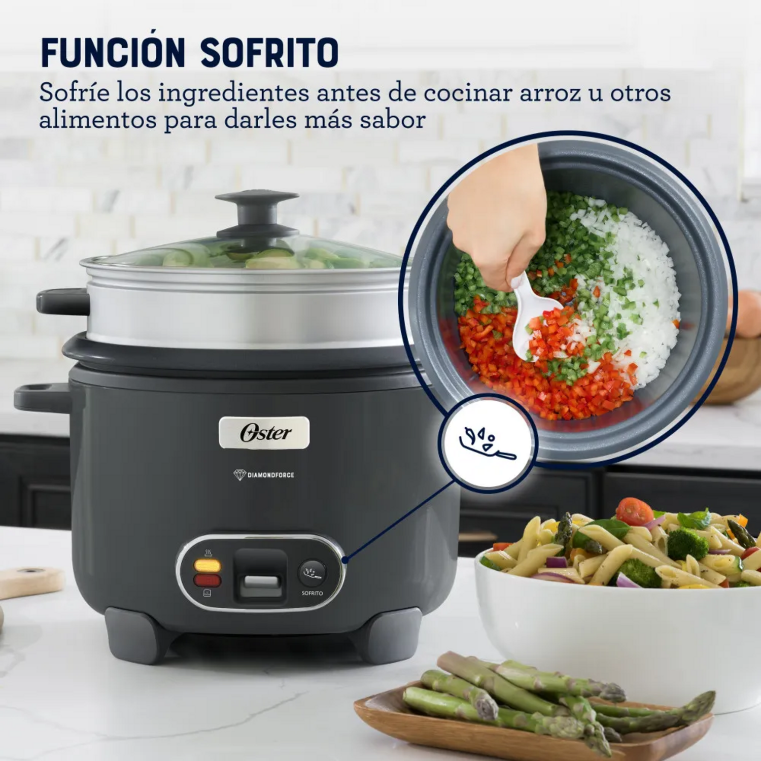 Arrocera Oster 12 Tazas Sofrito y Vaporera Mod 2212406
