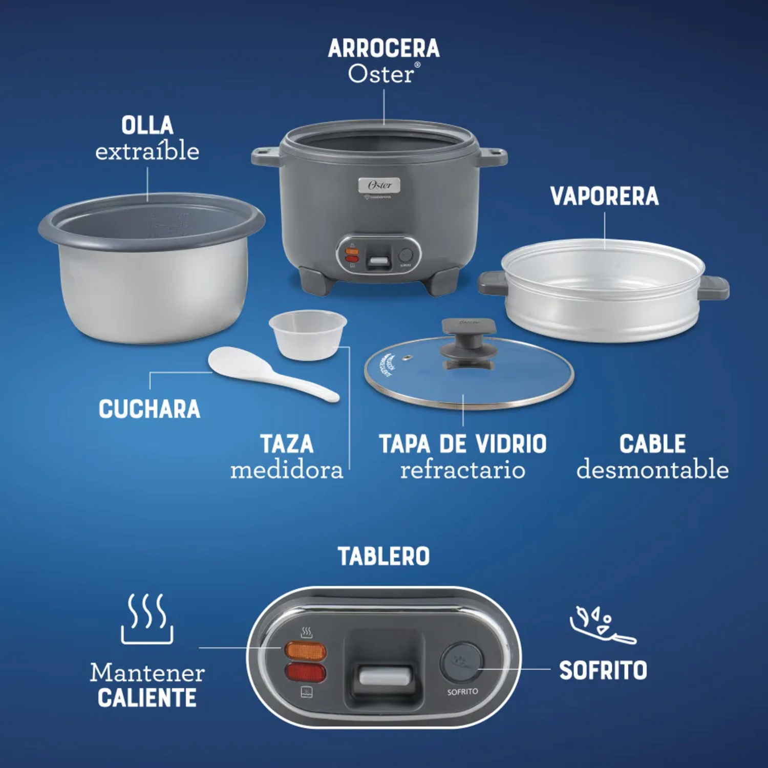 Arrocera Oster 12 Tazas Sofrito y Vaporera Mod 2212406