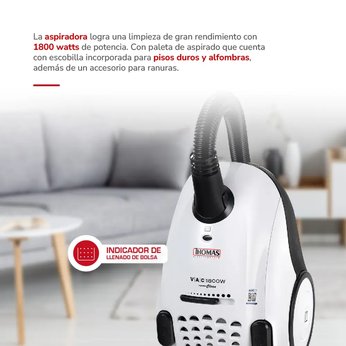 Aspiradora Thomas TH-1870 1800W HEPA 12 Bolsa Reutilizable