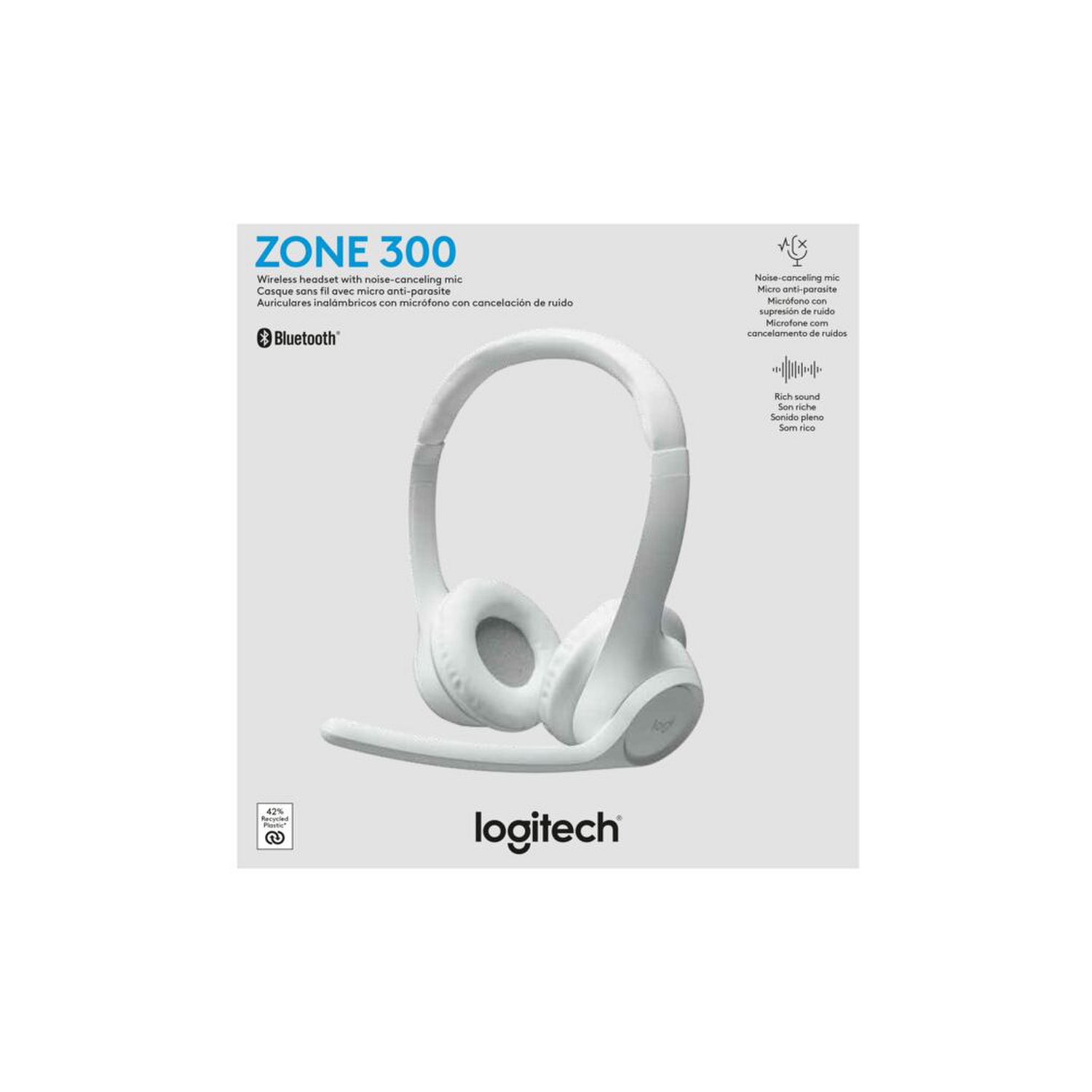 Audifono con Microfono Logitech Zone 300 Blanco 097855193681 Audifono by Logitech | New Horizons