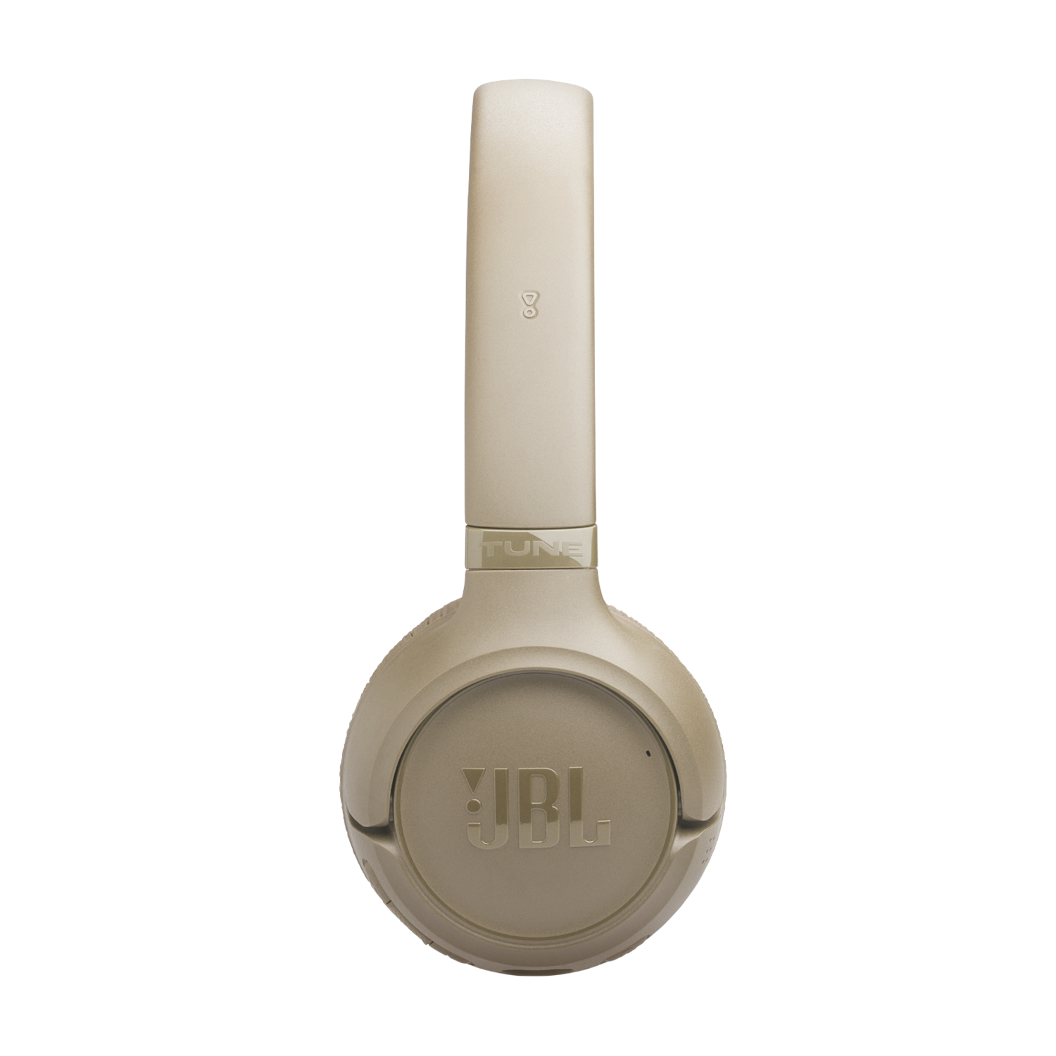 Audífonos bluetooth JBL Tune 530BT en color beige con diseño on-ear y logotipo JBL.