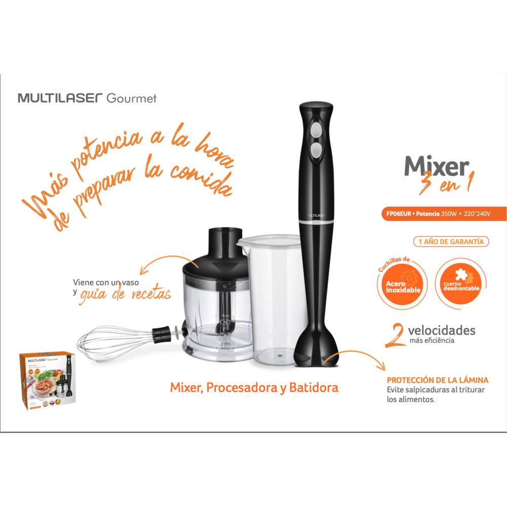 Batidora Inmersion Minipimer Con Kit Multi 350W FP06 7908414466241 by Multilaser | New Horizons