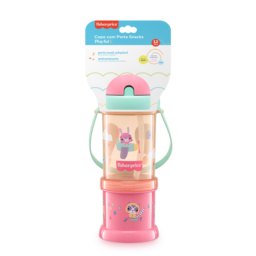 Vaso Porta Snack Fisher Price Playfyl Rosa Sunset BB1013